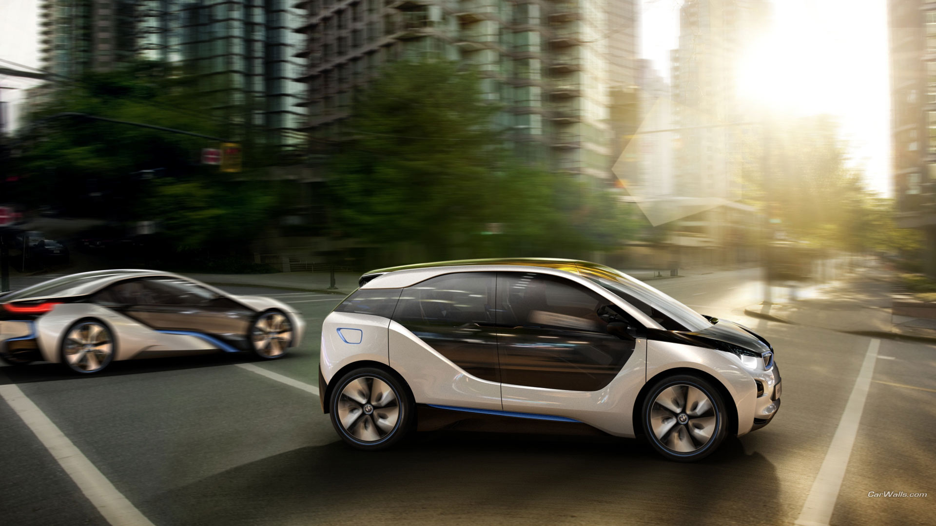 Download mobile wallpaper Bmw I3, Bmw I8, Silver Car, Vehicles, Bmw, Car for free.
