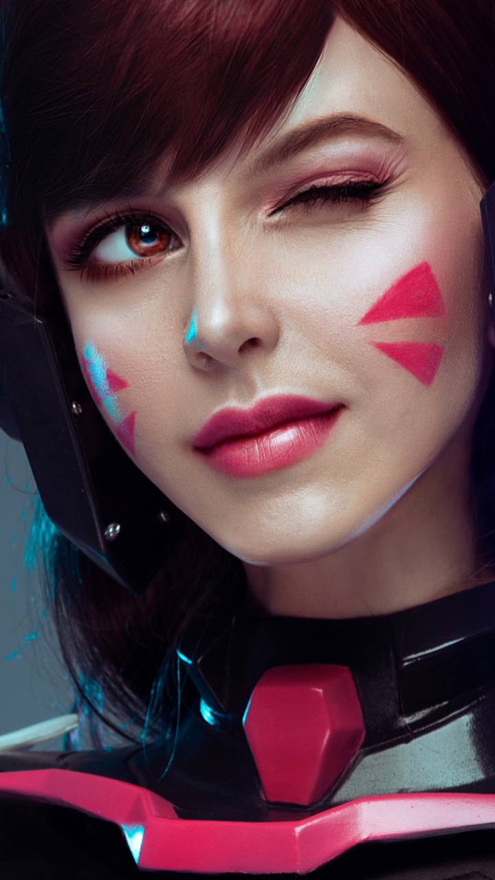 Descarga gratuita de fondo de pantalla para móvil de Mujeres, Guiño, Supervisión, Lápiz Labial, Cosplay, D Va (Supervisión).