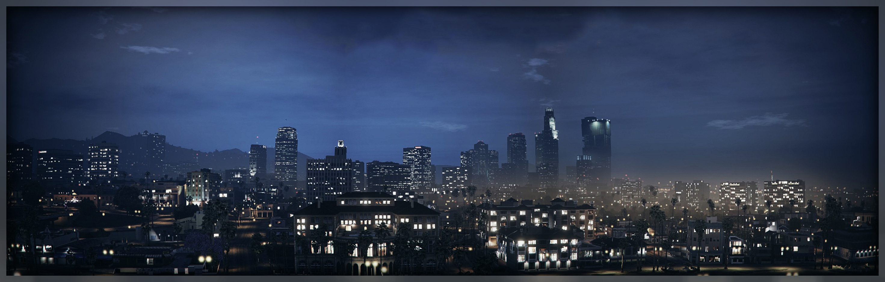 Laden Sie das Stadt, Wolkenkratzer, Nacht, Computerspiele, Grand Theft Auto V, Los Santos-Bild kostenlos auf Ihren PC-Desktop herunter
