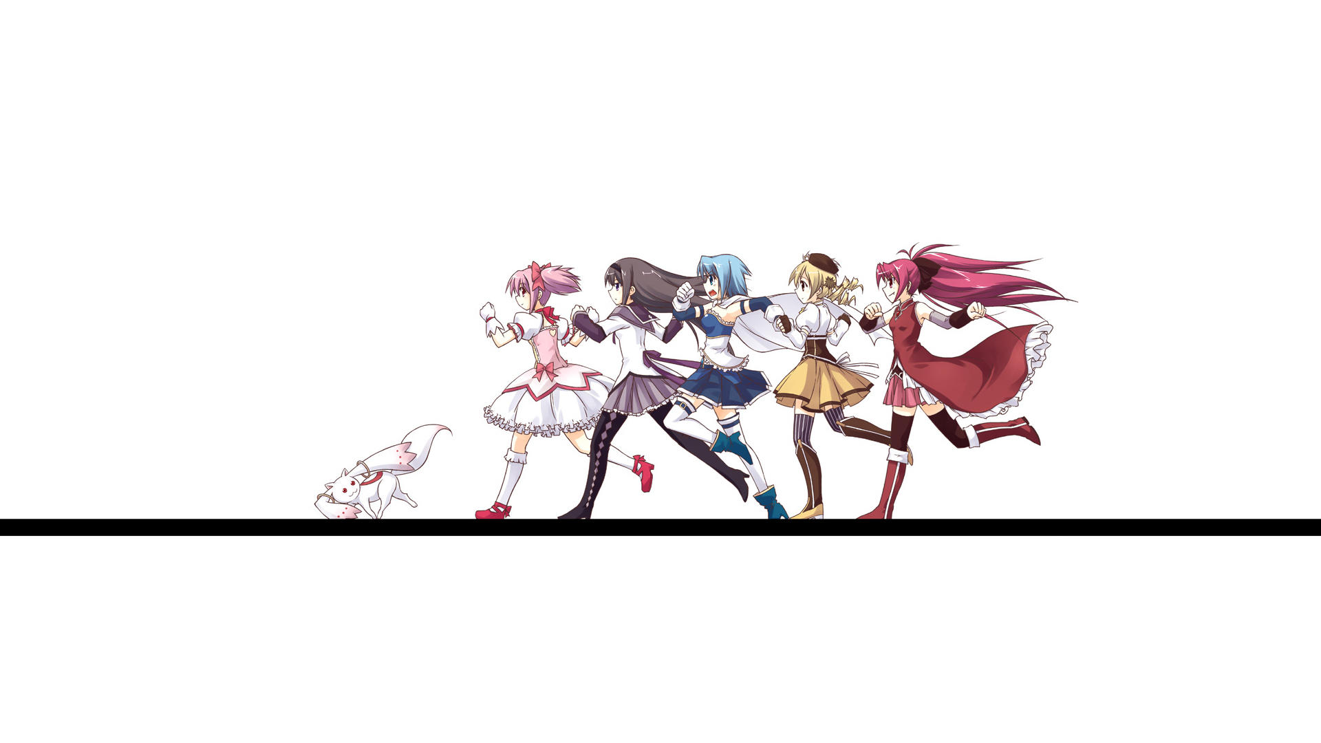 Download mobile wallpaper Anime, Kyōko Sakura, Puella Magi Madoka Magica, Homura Akemi, Madoka Kaname, Mami Tomoe, Sayaka Miki, Kyuubey (Puella Magi Madoka Magica) for free.