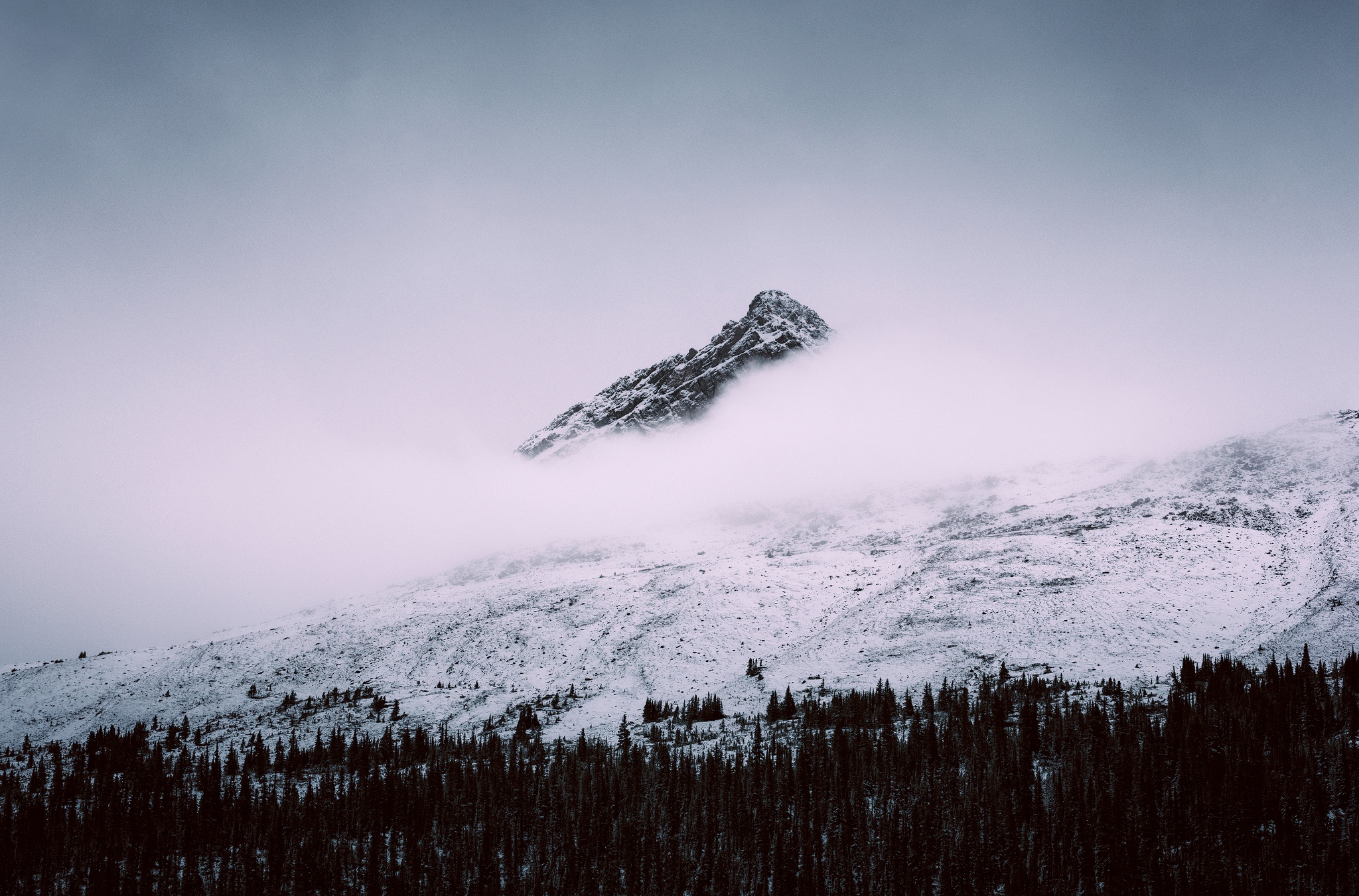 Download mobile wallpaper Winter, Nature, Mountains, Snow, Mountain, Fog, Earth for free.