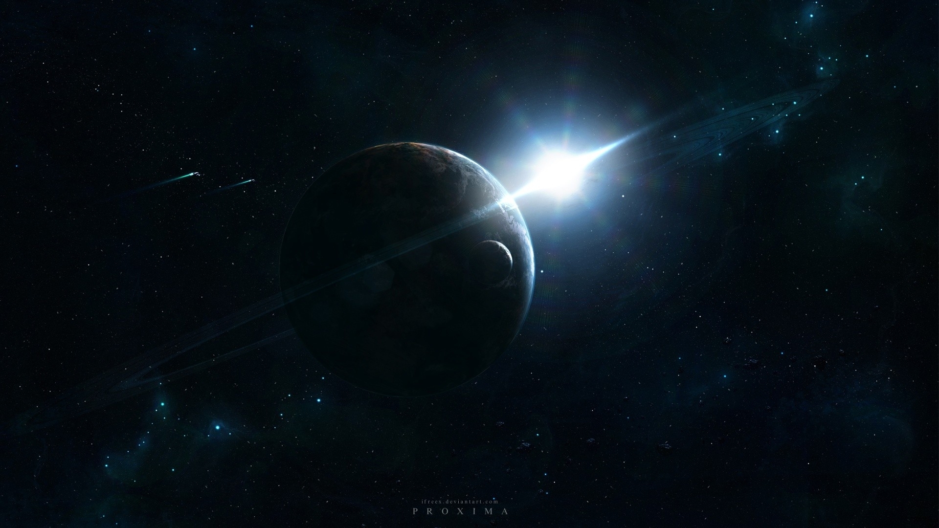 Laden Sie das Planetenring, Science Fiction-Bild kostenlos auf Ihren PC-Desktop herunter