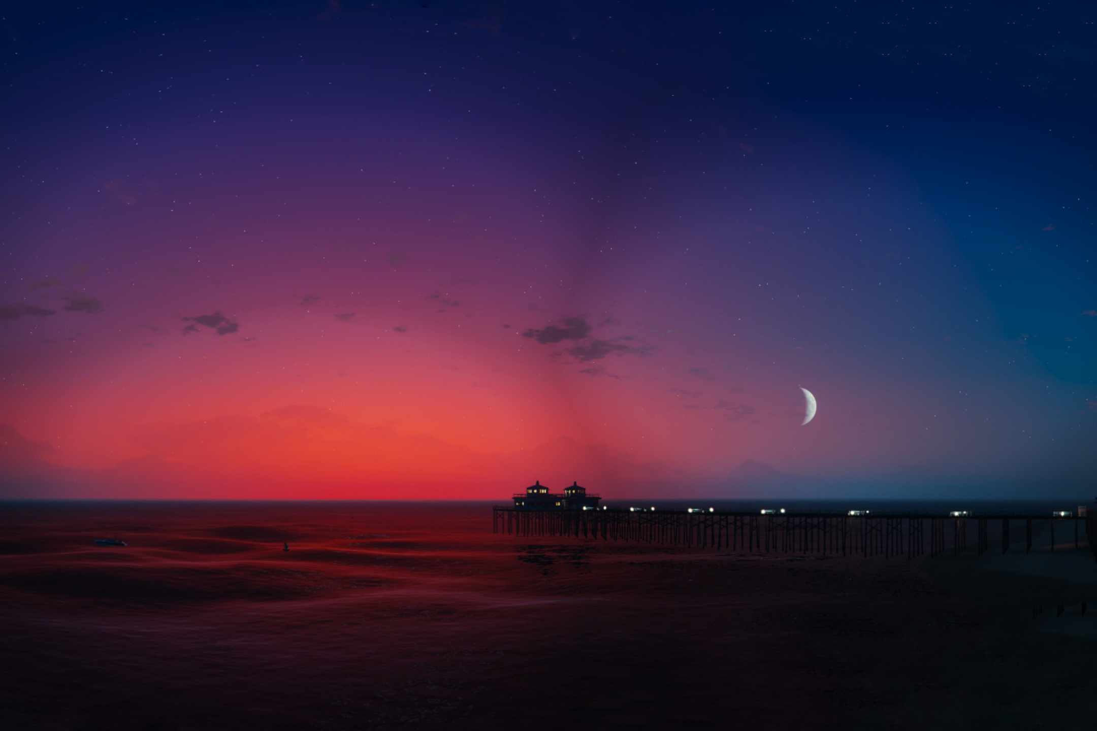 Download mobile wallpaper Sunset, Sky, Horizon, Pier, Dusk, Video Game, Grand Theft Auto, Grand Theft Auto V for free.