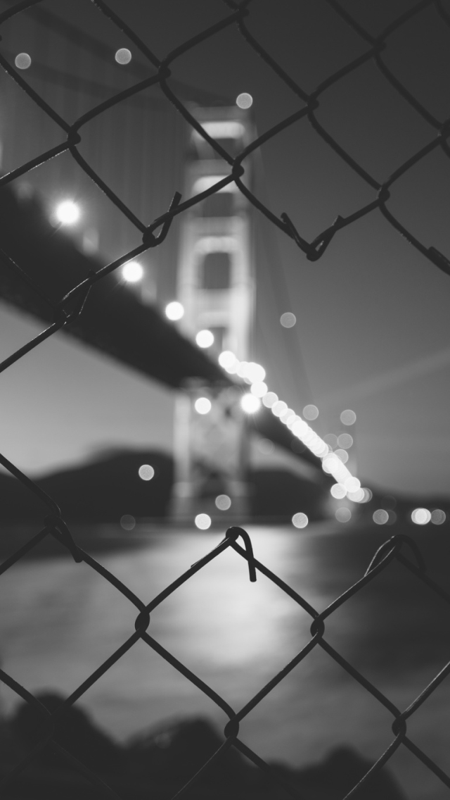 Download mobile wallpaper Bridges, Night, Usa, Bridge, Fence, California, Golden Gate, Man Made, Black & White for free.