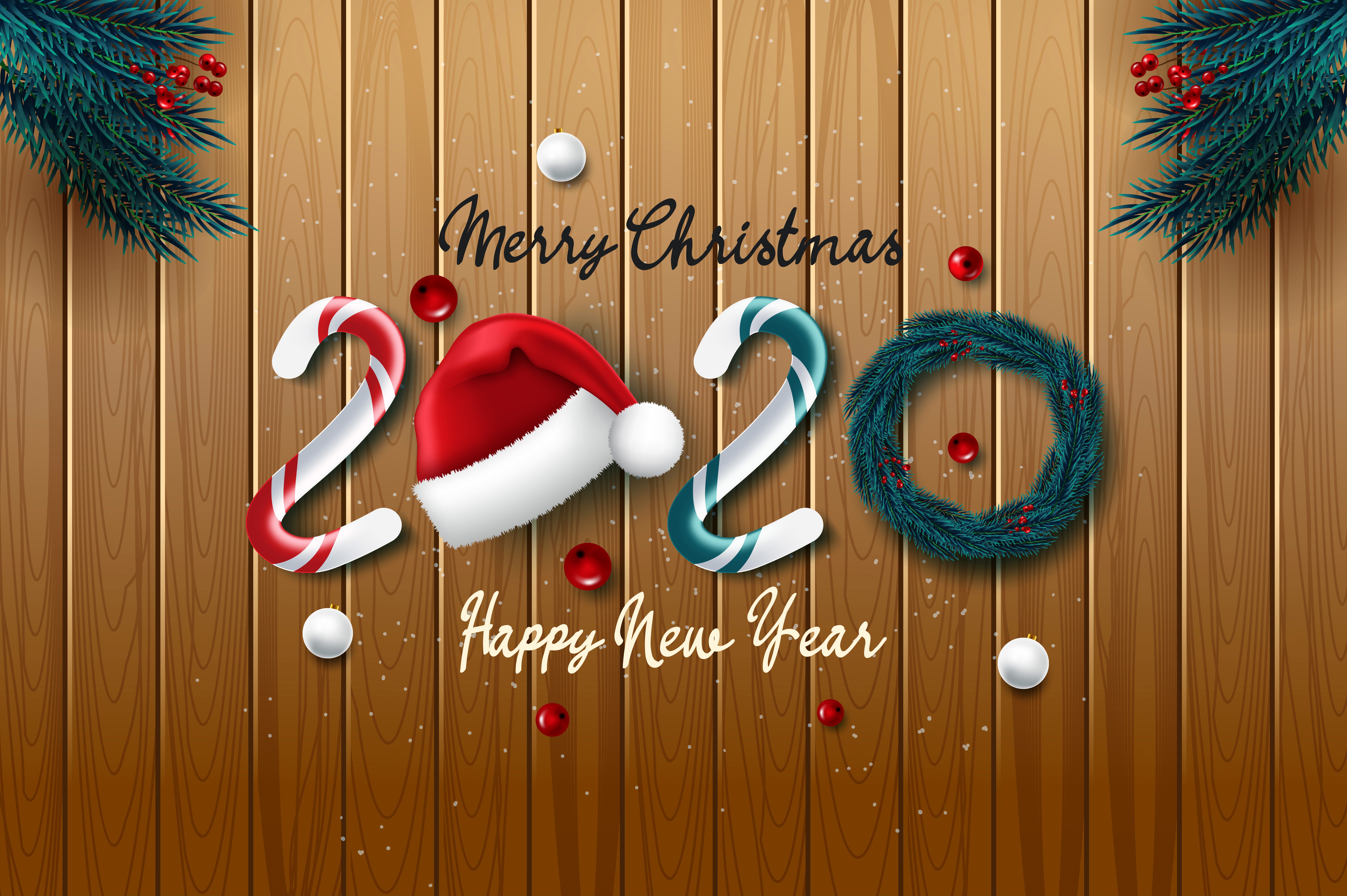 無料モバイル壁紙新年, ホリデー, メリークリスマス, あけましておめでとう, 2020年新年をダウンロードします。