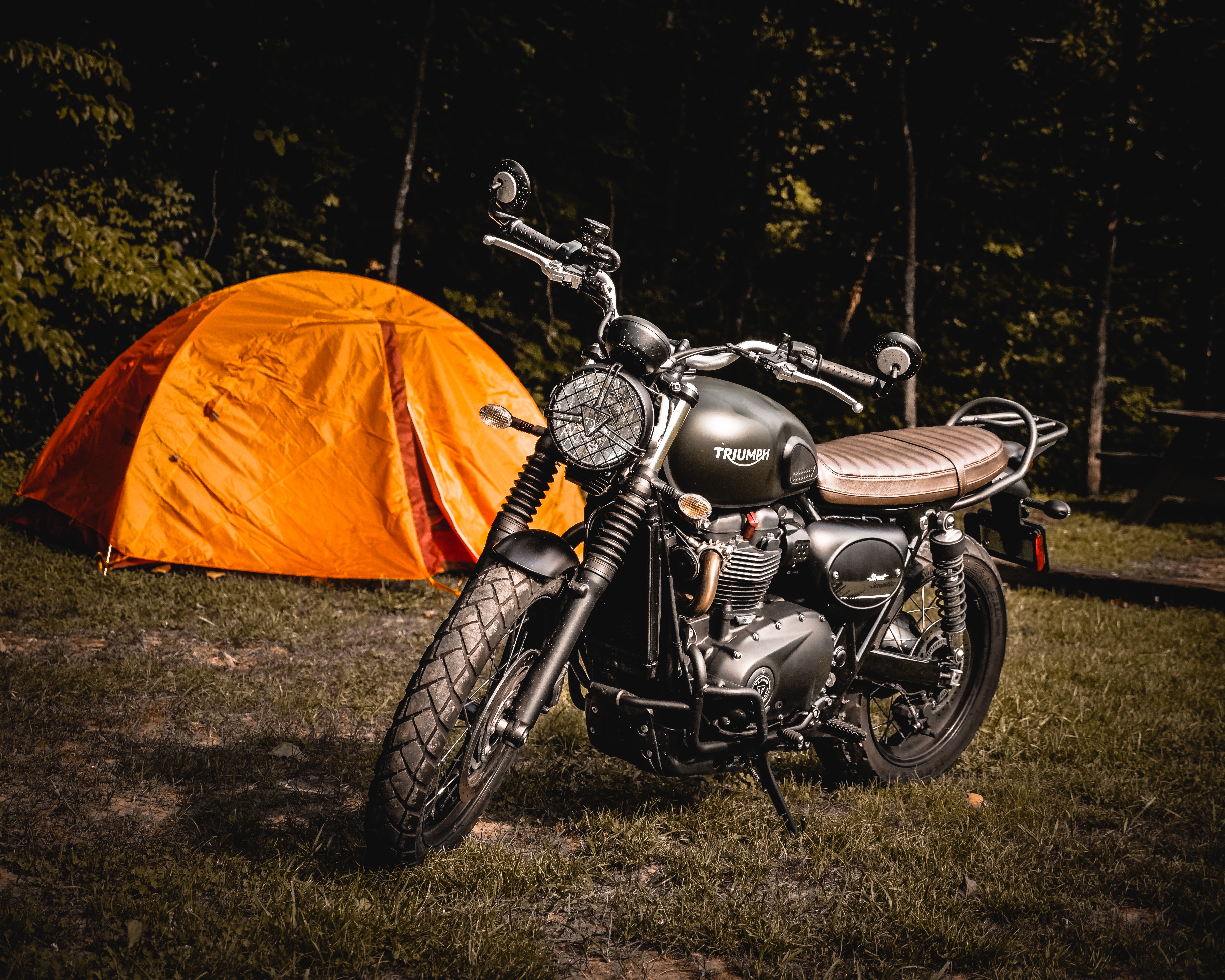 Free download wallpaper Grass, Tent, Motorcycles, Motorcycle on your PC desktop