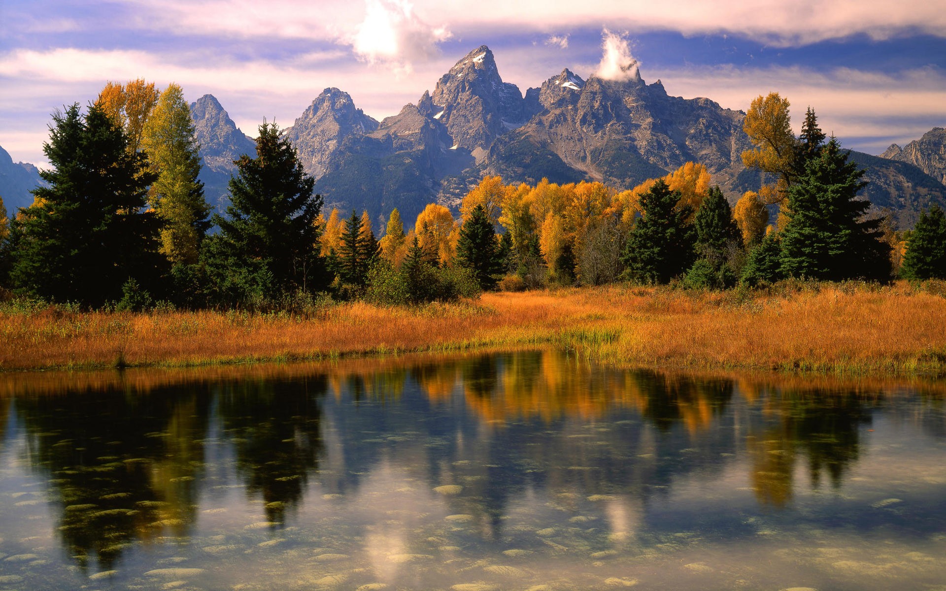 PCデスクトップに風景, 自然, 水, 川, 木, 秋, 湖, 山, 反射, 地球, 風光明媚な画像を無料でダウンロード
