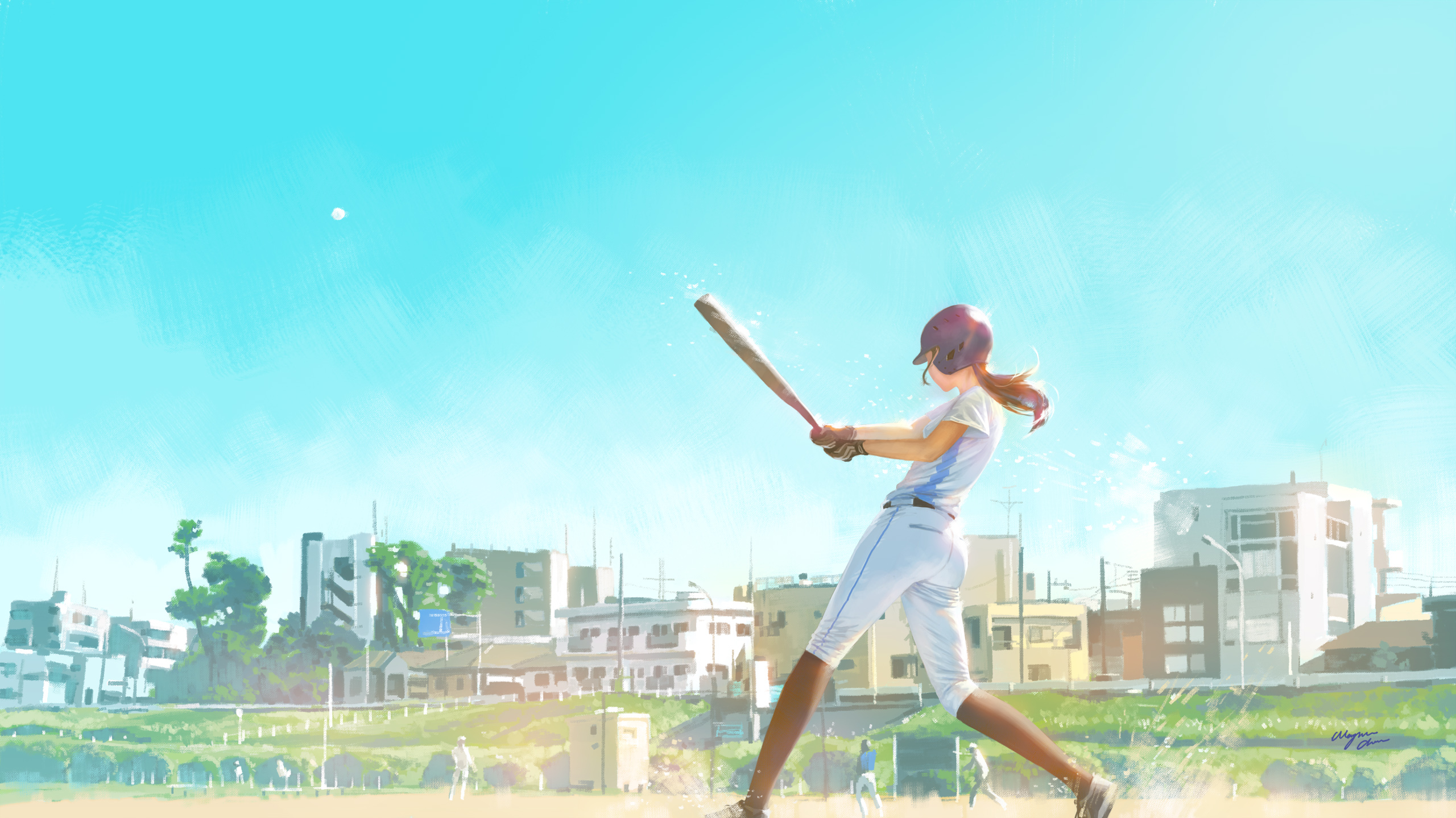 Free download wallpaper Anime, Baseball, Original, Baseball Bat on your PC desktop