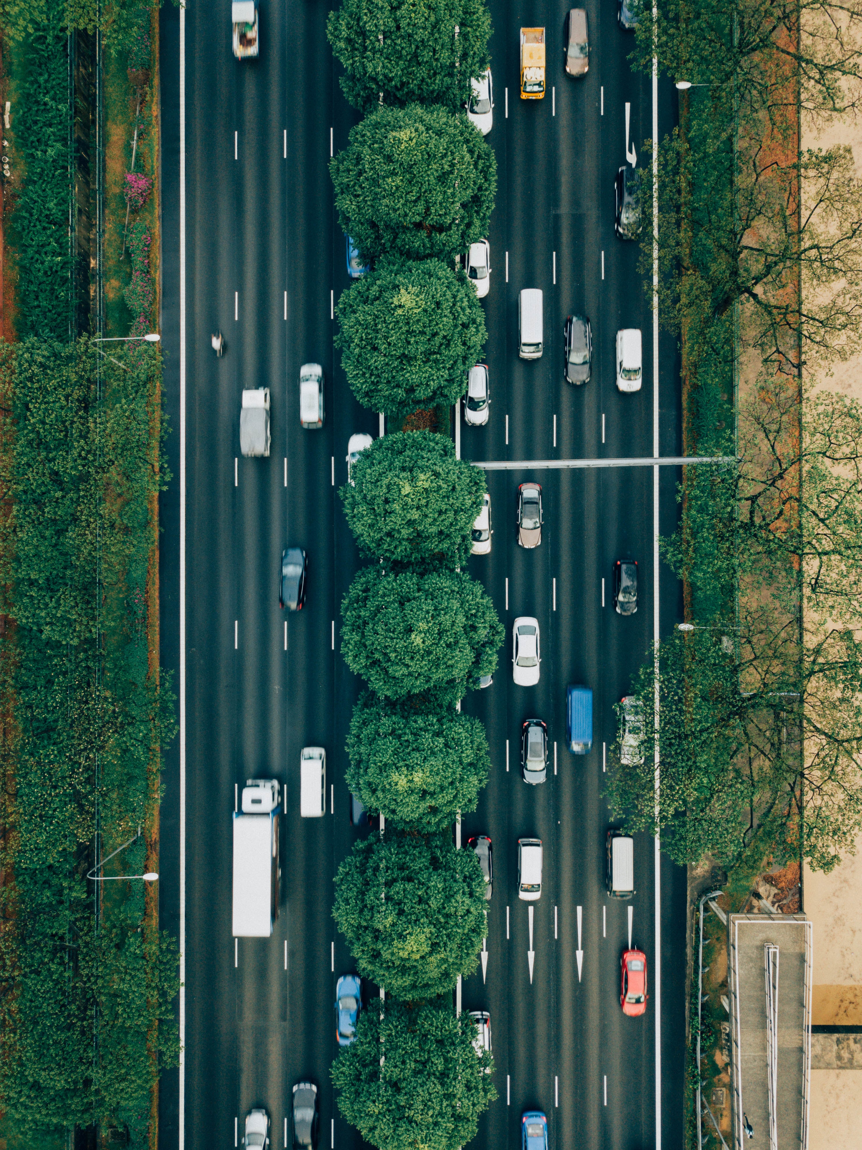 movement, cities, view from above, road, markup, traffic HD wallpaper