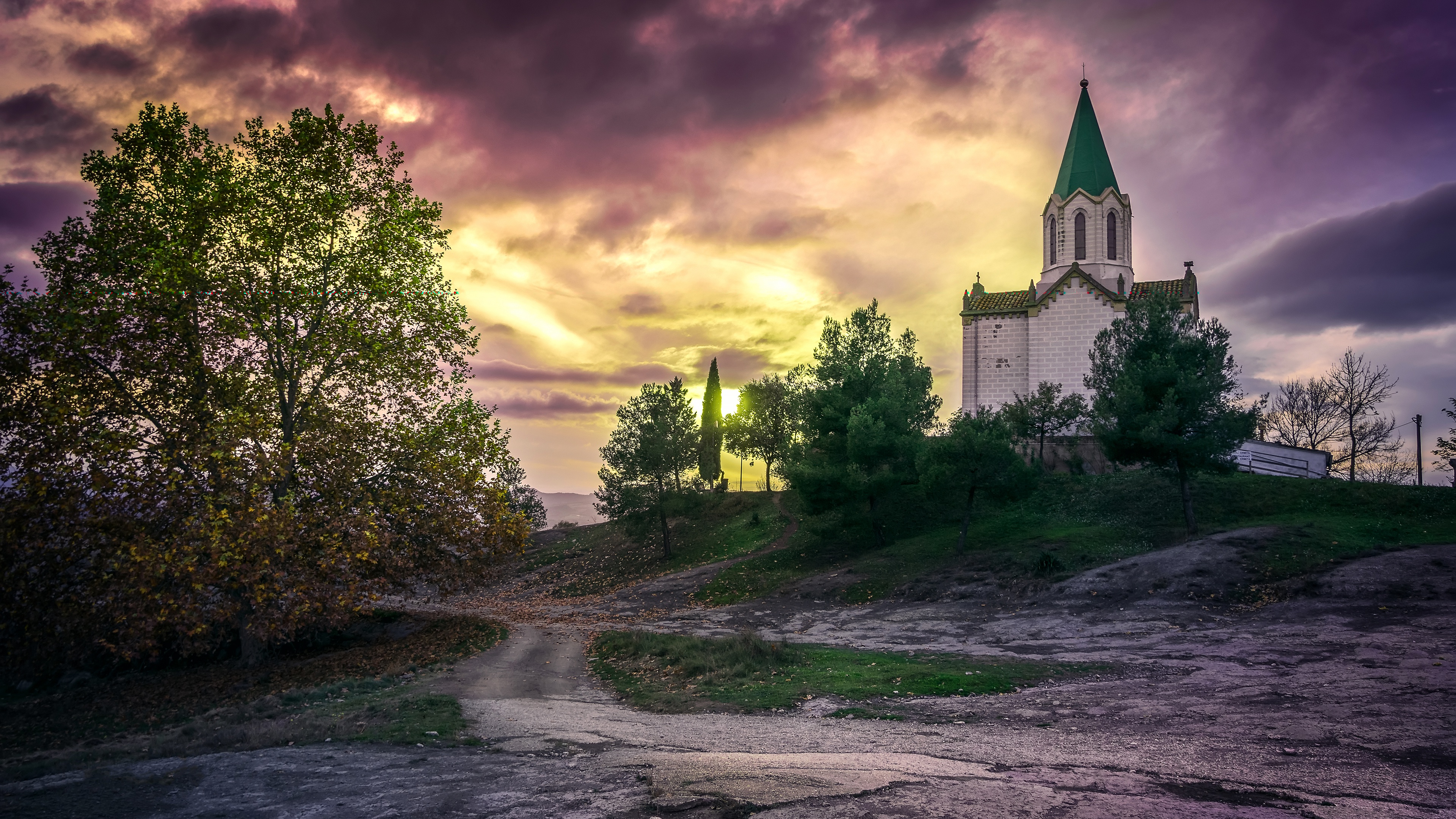 Free download wallpaper Sunset, Architecture, Cloud, Church, Churches, Religious on your PC desktop