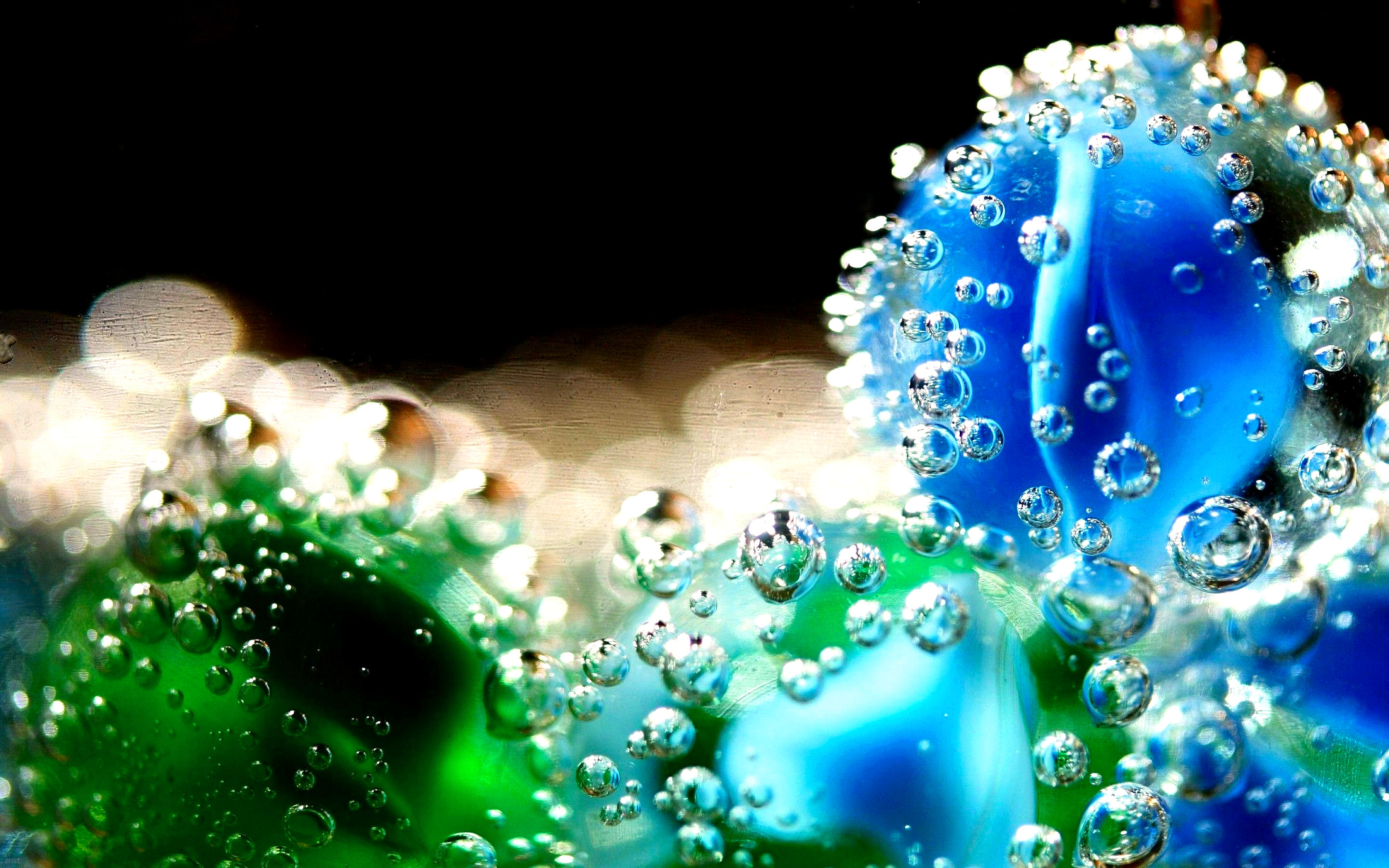 green, photography, water drop, blue, bubble, nature, water