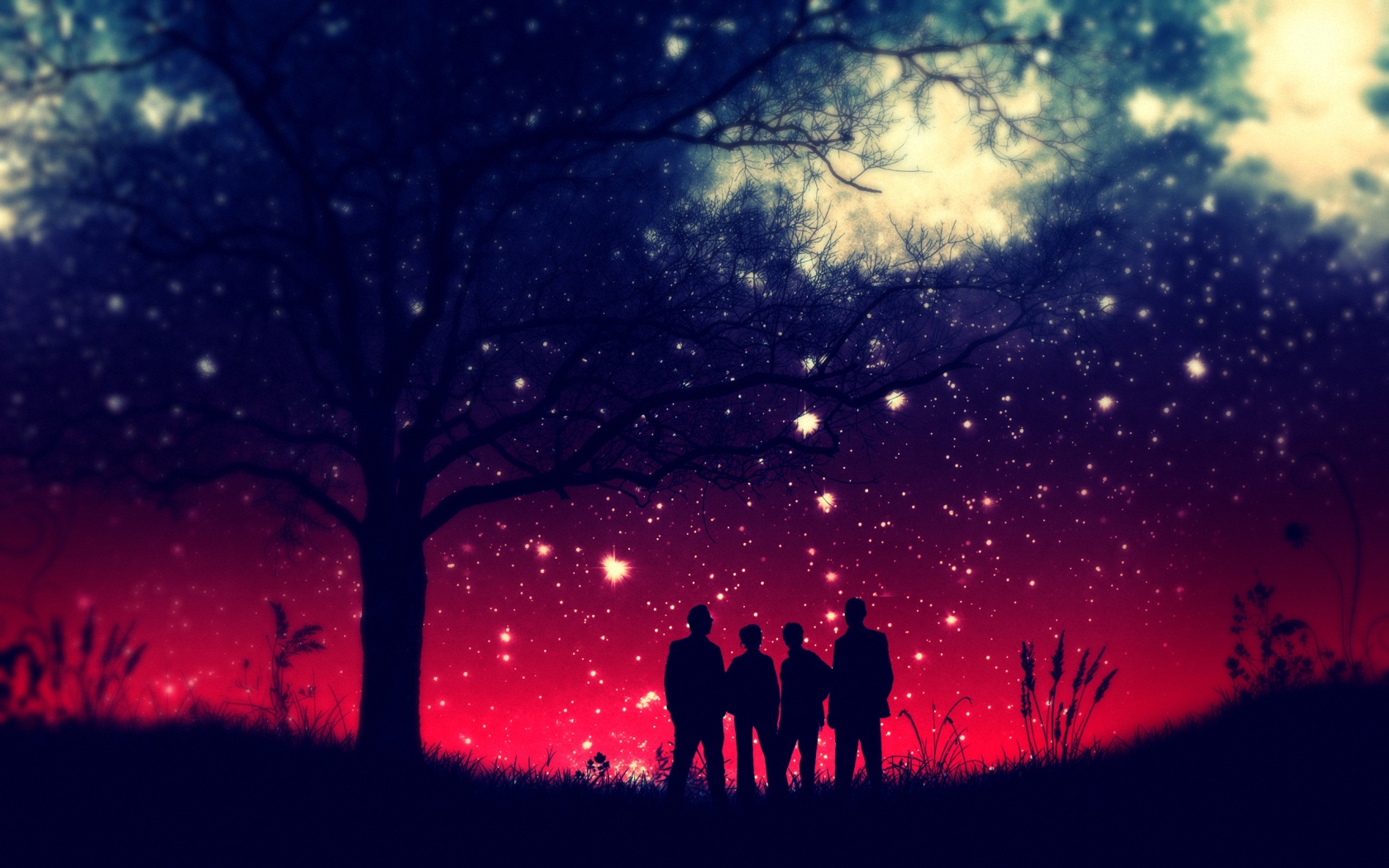 Download mobile wallpaper People, Stars, Night, Love, Artistic for free.