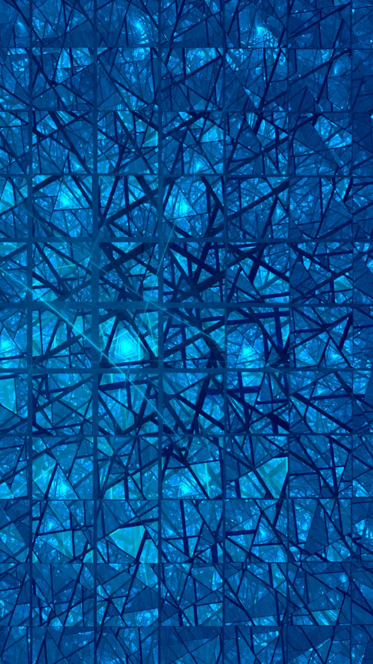 abstract, fractal, blue, cracks, triangle, glass, apophysis (software), geometry phone background