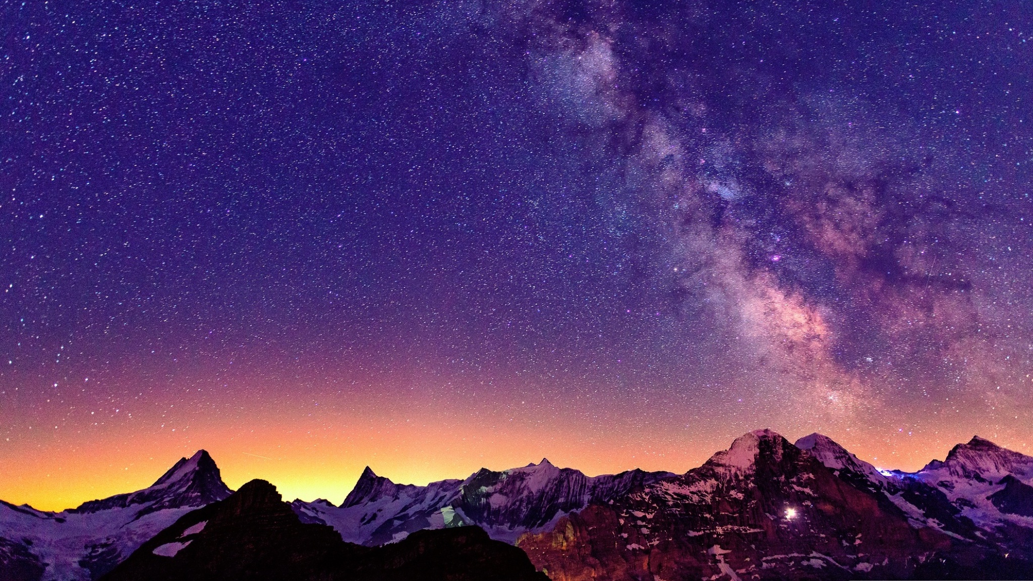 Free download wallpaper Landscape, Sunset, Milky Way, Sci Fi on your PC desktop