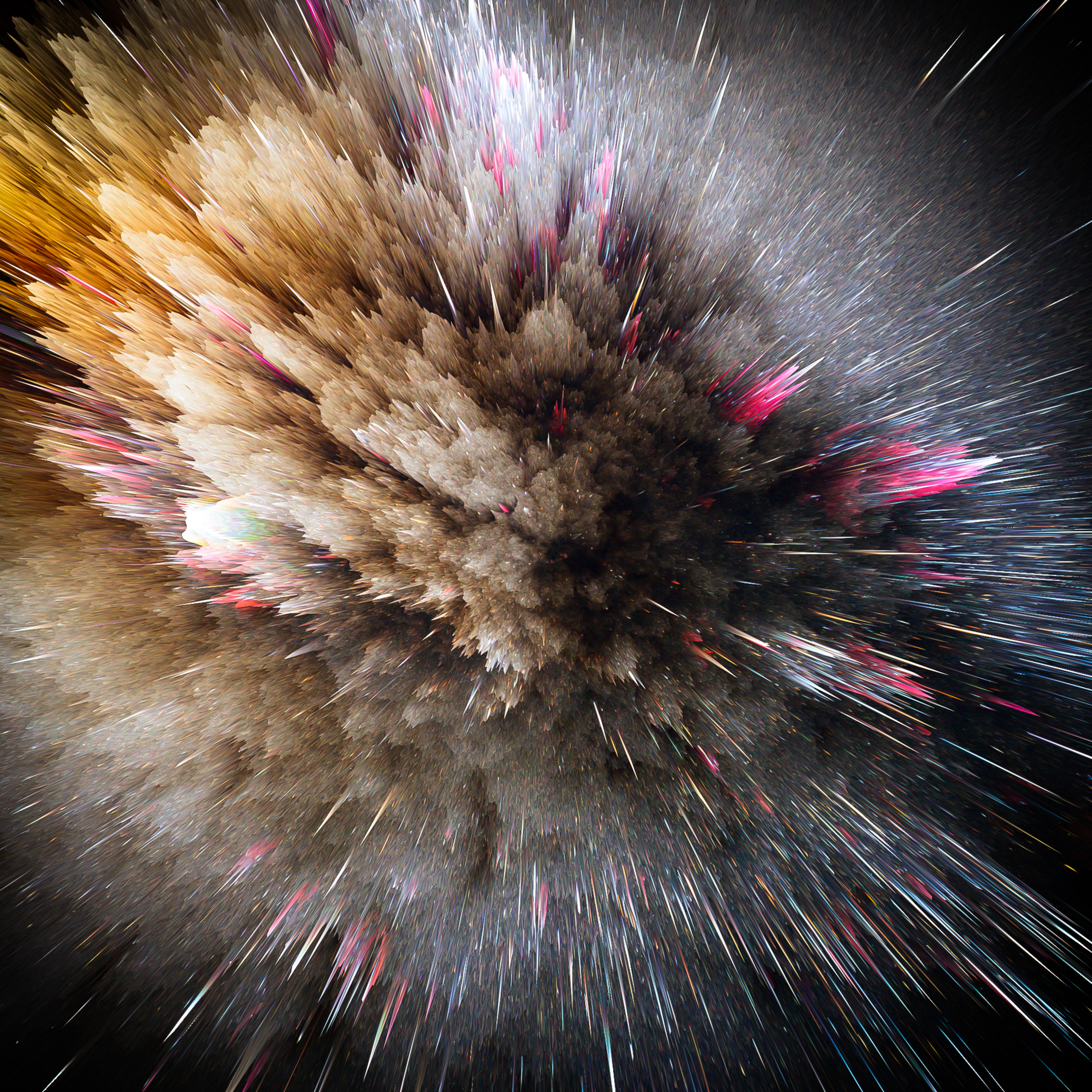 cosmic explosion, 3d, pointed, space explosion, volume, shine, form, lines, brilliance, forms