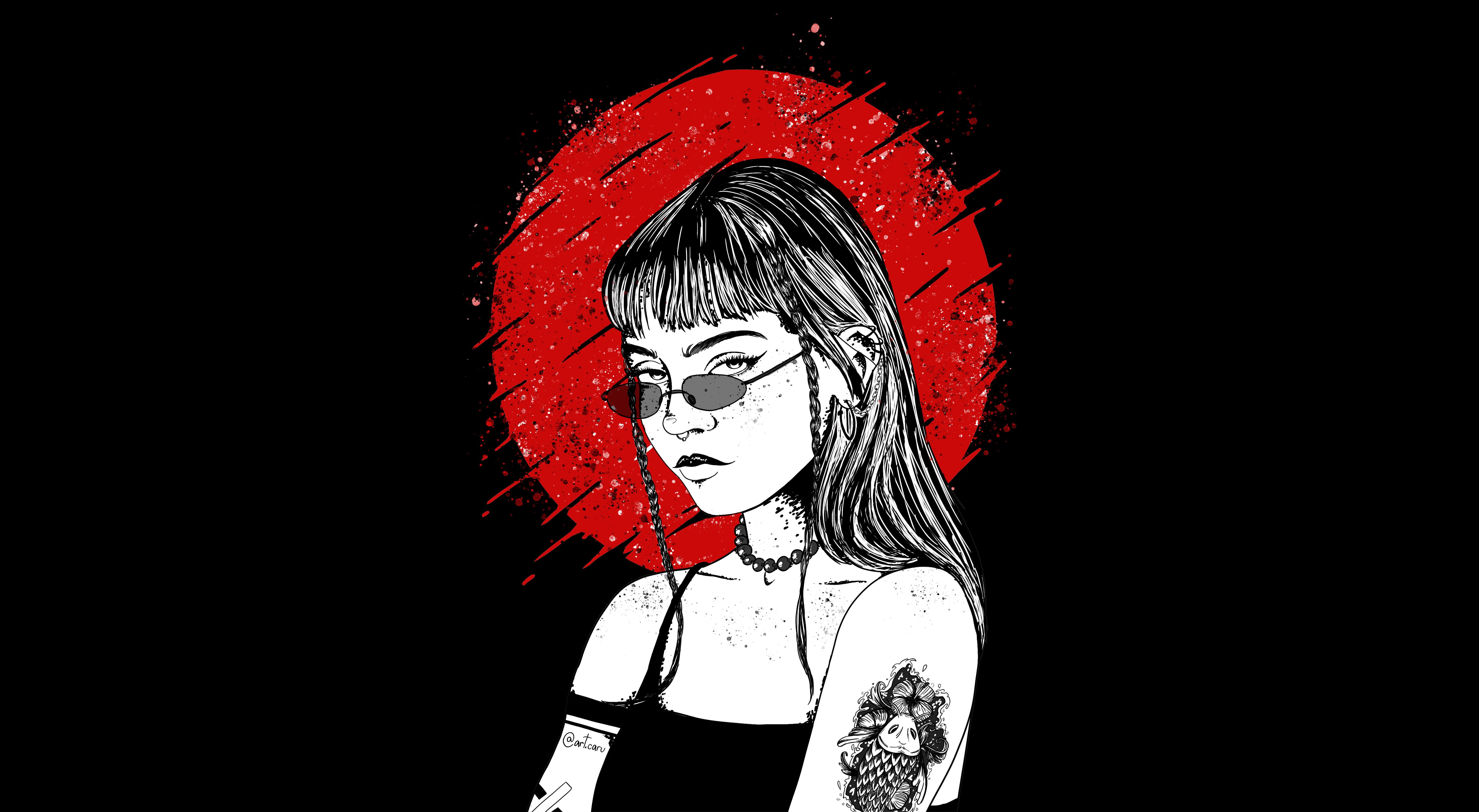 Descarga gratuita de fondo de pantalla para móvil de Tatuaje, Lentes, Artístico, Collar, Mujeres.