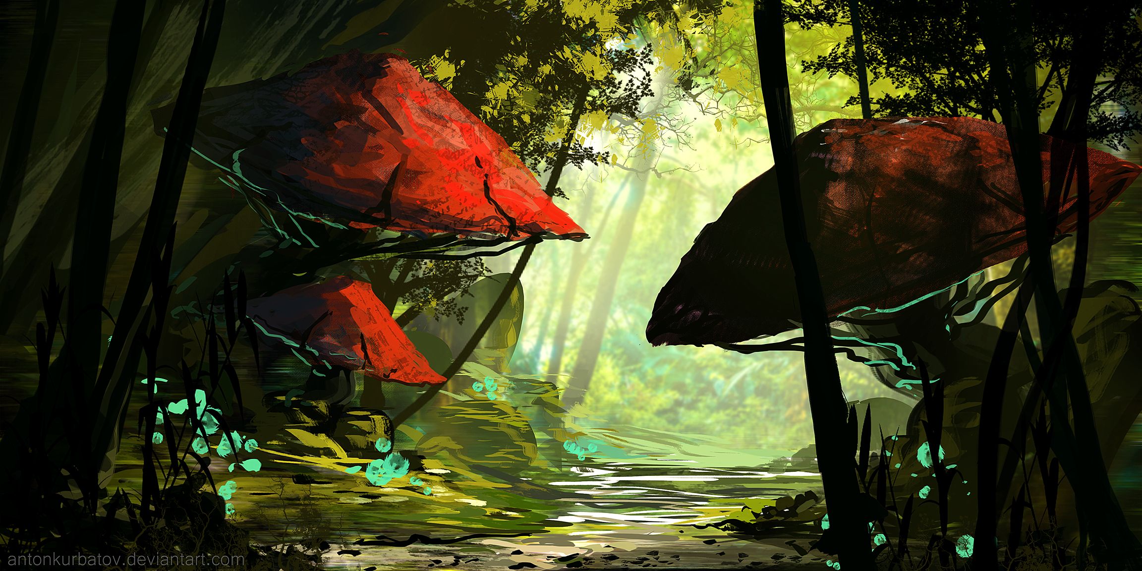 Laden Sie das Natur, Fantasie, Wald, Pilz-Bild kostenlos auf Ihren PC-Desktop herunter