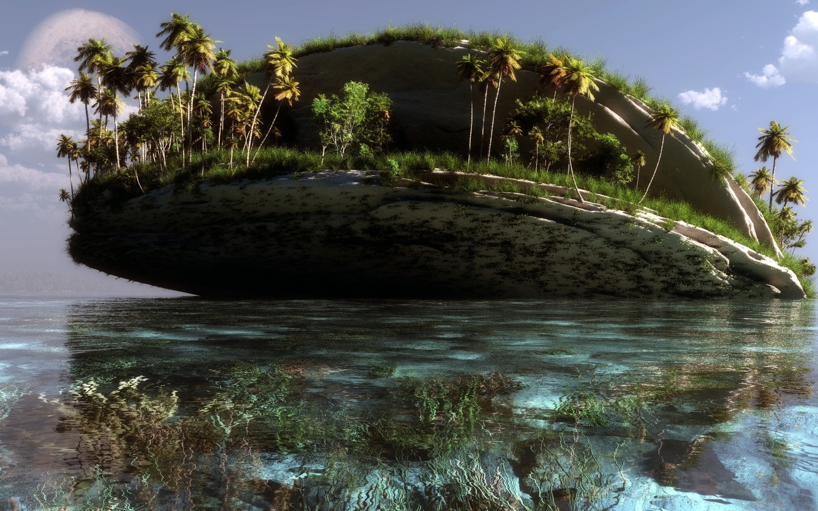 Free download wallpaper Sea, Landscape, Fantasy on your PC desktop