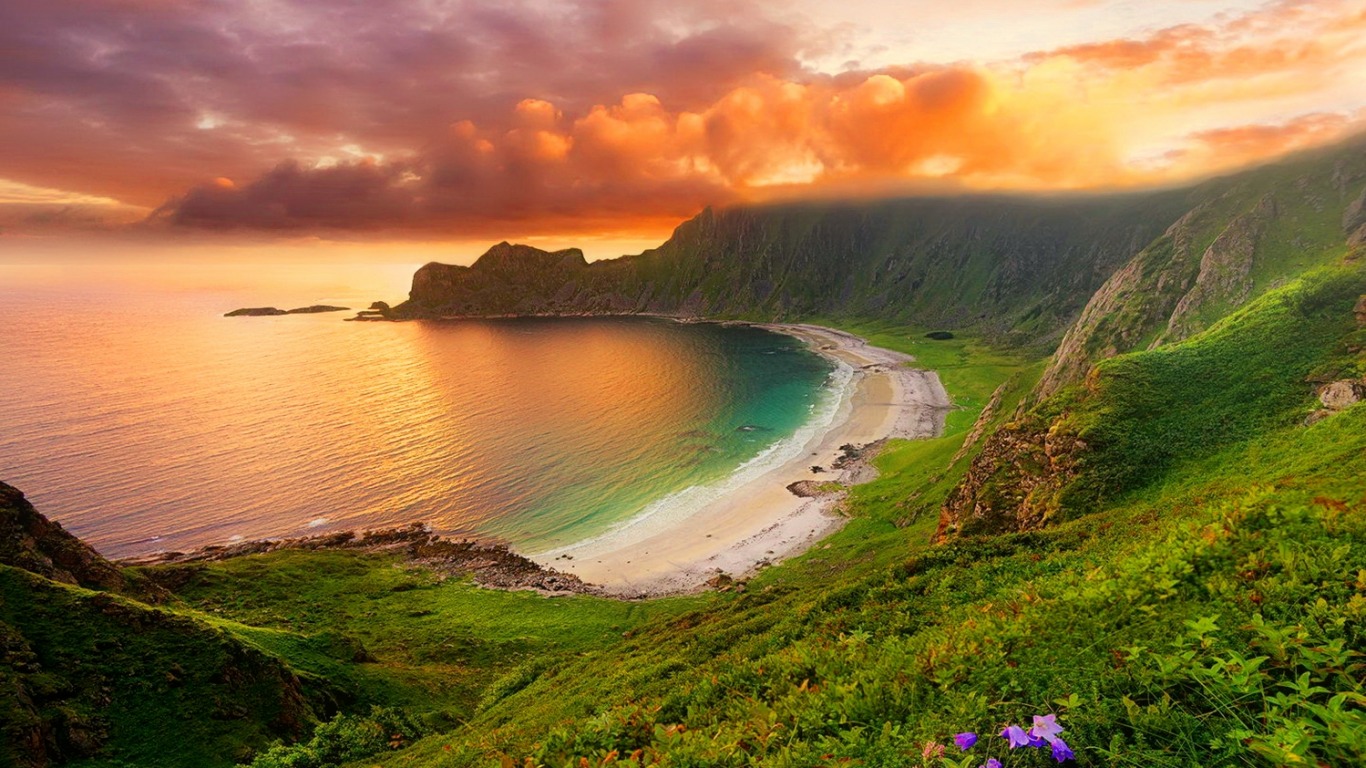 Free download wallpaper Sunset, Beach, Earth, Coastline on your PC desktop
