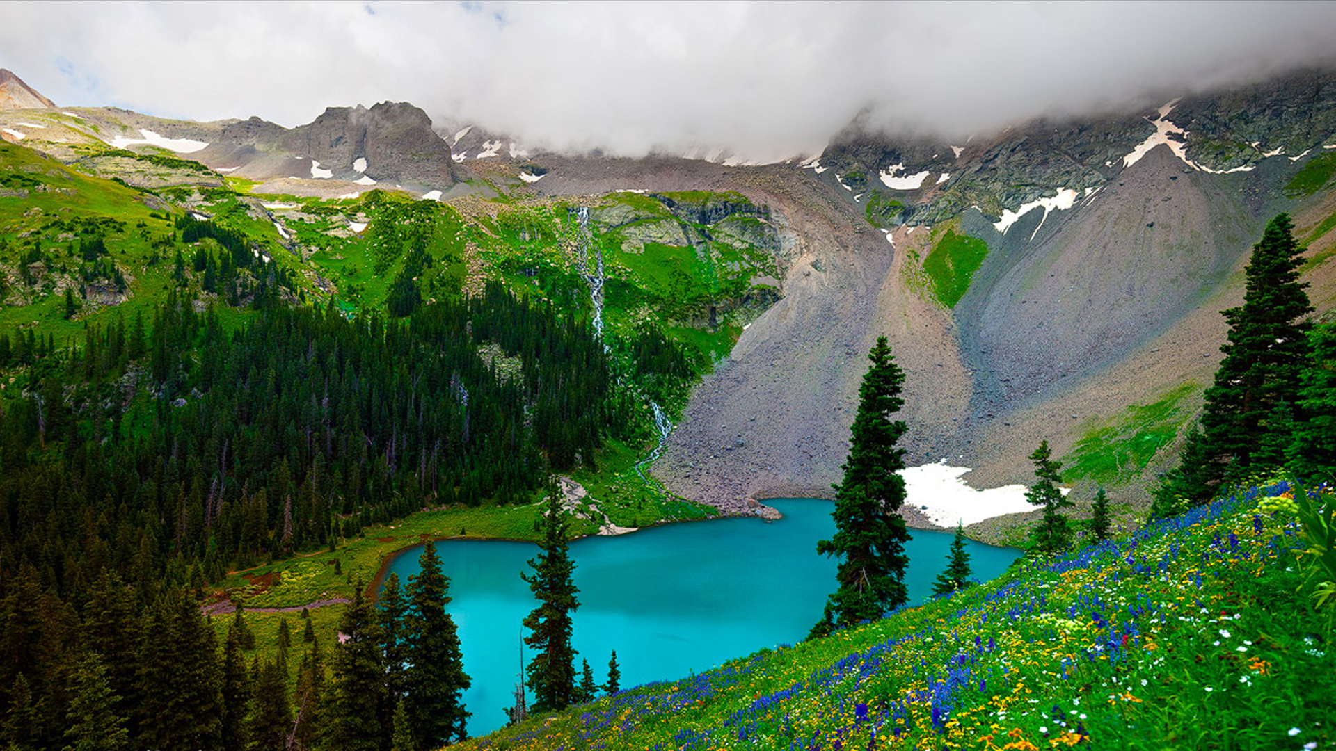 Téléchargez gratuitement l'image Paysage, Montagne, Lac, Fleur, Forêt, Des Lacs, Terre/nature sur le bureau de votre PC