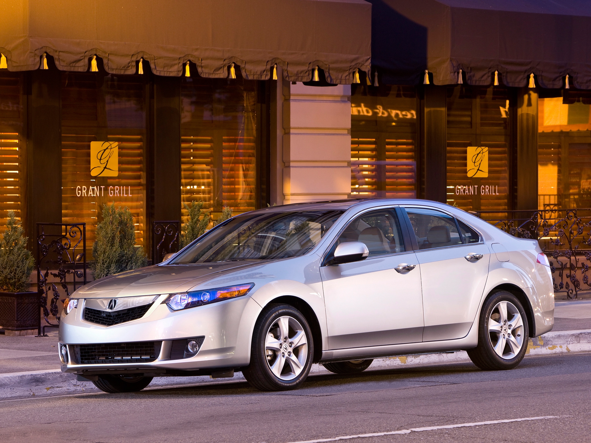 side view, auto, acura, cars, building, asphalt, style, akura, 2008, street, silver metallic, tsx cell phone wallpapers