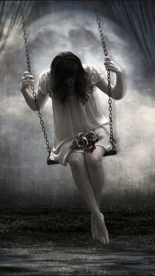 Download mobile wallpaper Rose, Swing, Photography, Ghost, Black & White, Manipulation for free.