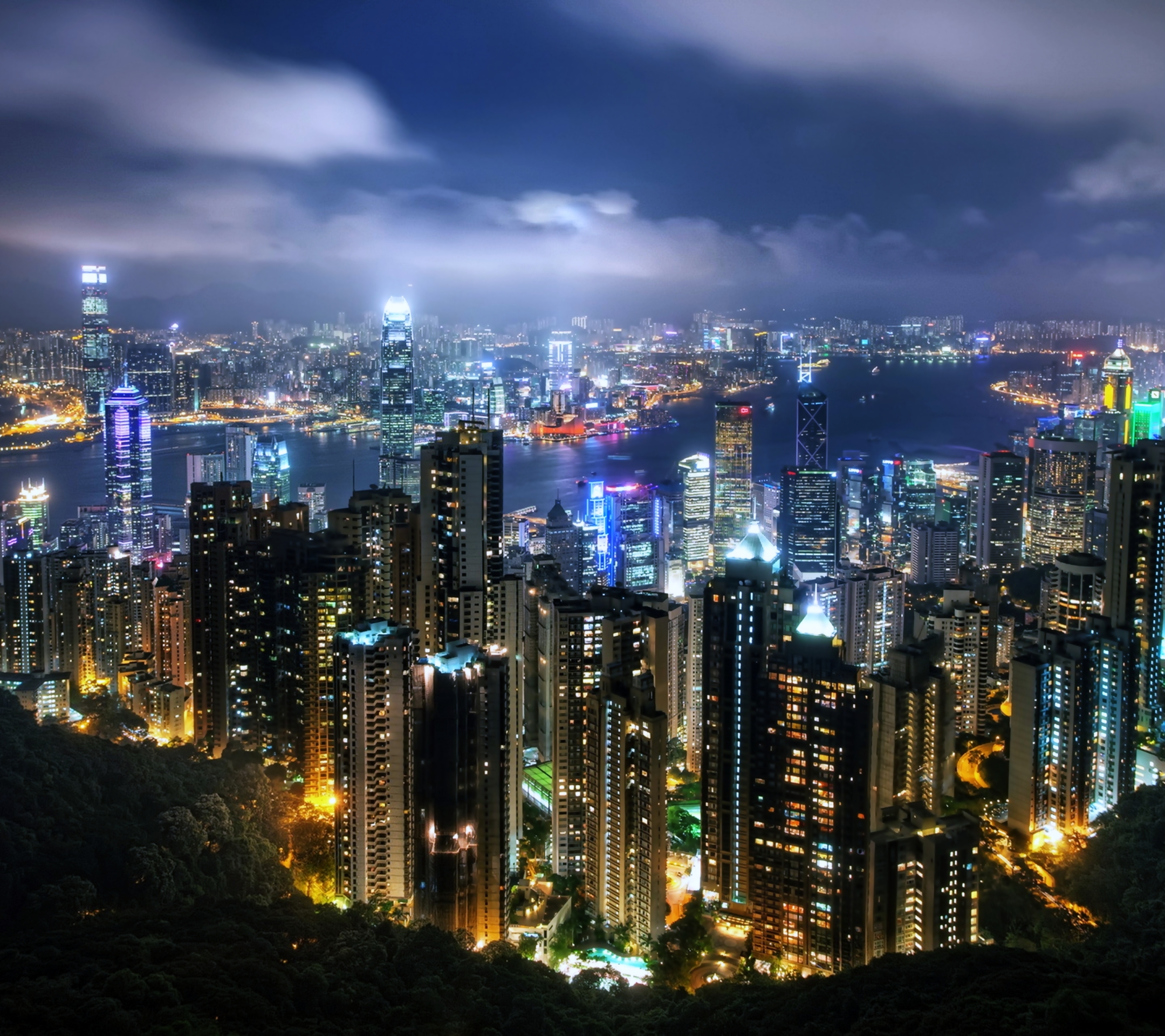 Download mobile wallpaper Cities, Night, City, Skyscraper, Building, Light, Hong Kong, Man Made for free.