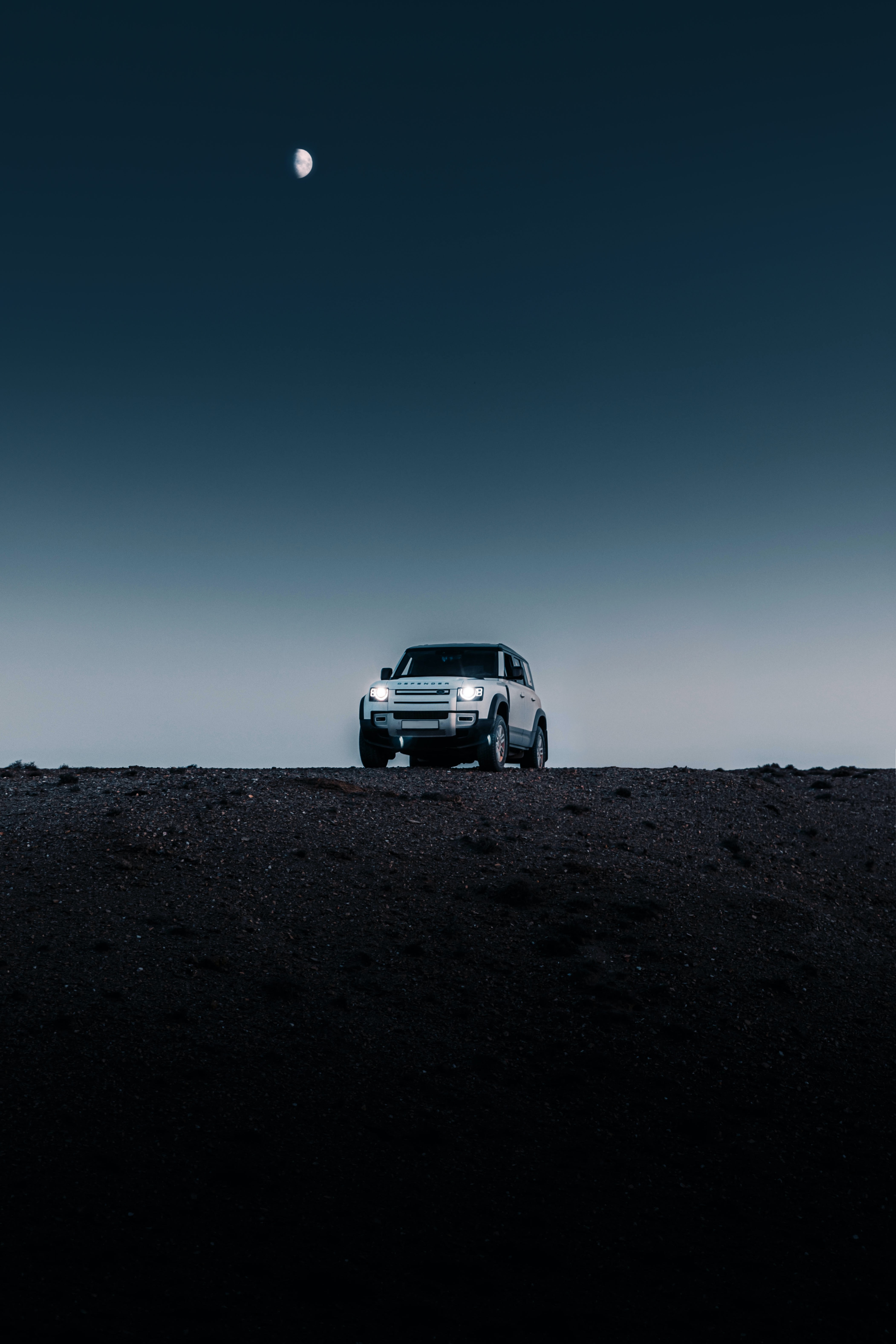 land rover defender, land rover, suv, cars, night, desert, car HD wallpaper