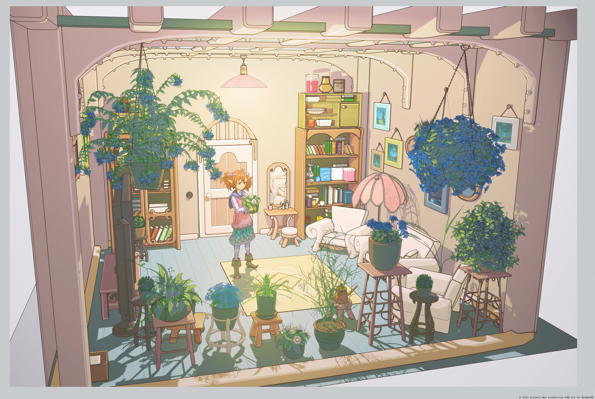 Download mobile wallpaper Anime, Room, Pot Plant for free.