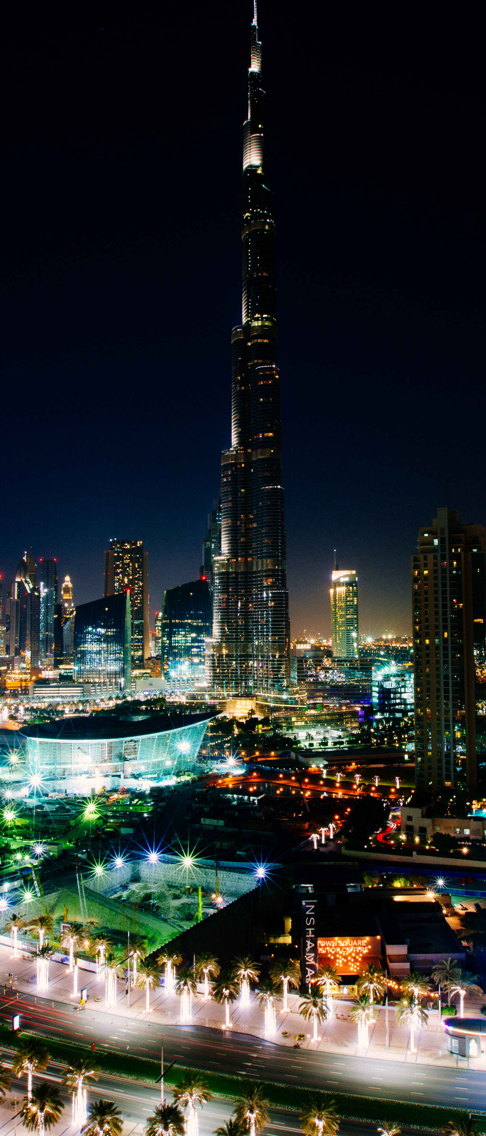 Baixar papel de parede para celular de Cidades, Noite, Cidade, Arranha Céu, Prédio, Dubai, Construção, Emirados Árabes Unidos, Feito Pelo Homem gratuito.