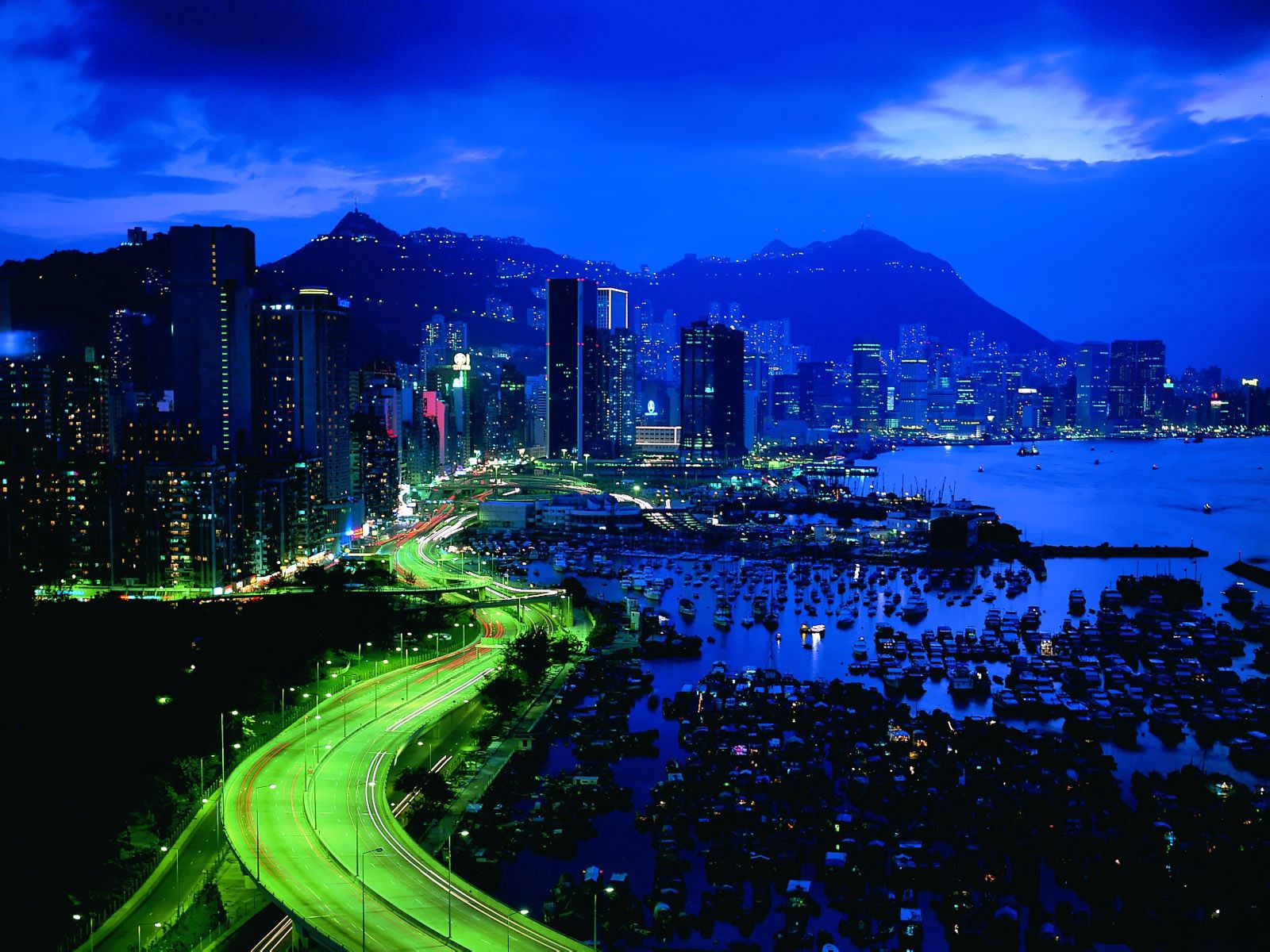 無料モバイル壁紙道路, 上から見る, 香港, ナイト, 道, 都市, 建物をダウンロードします。