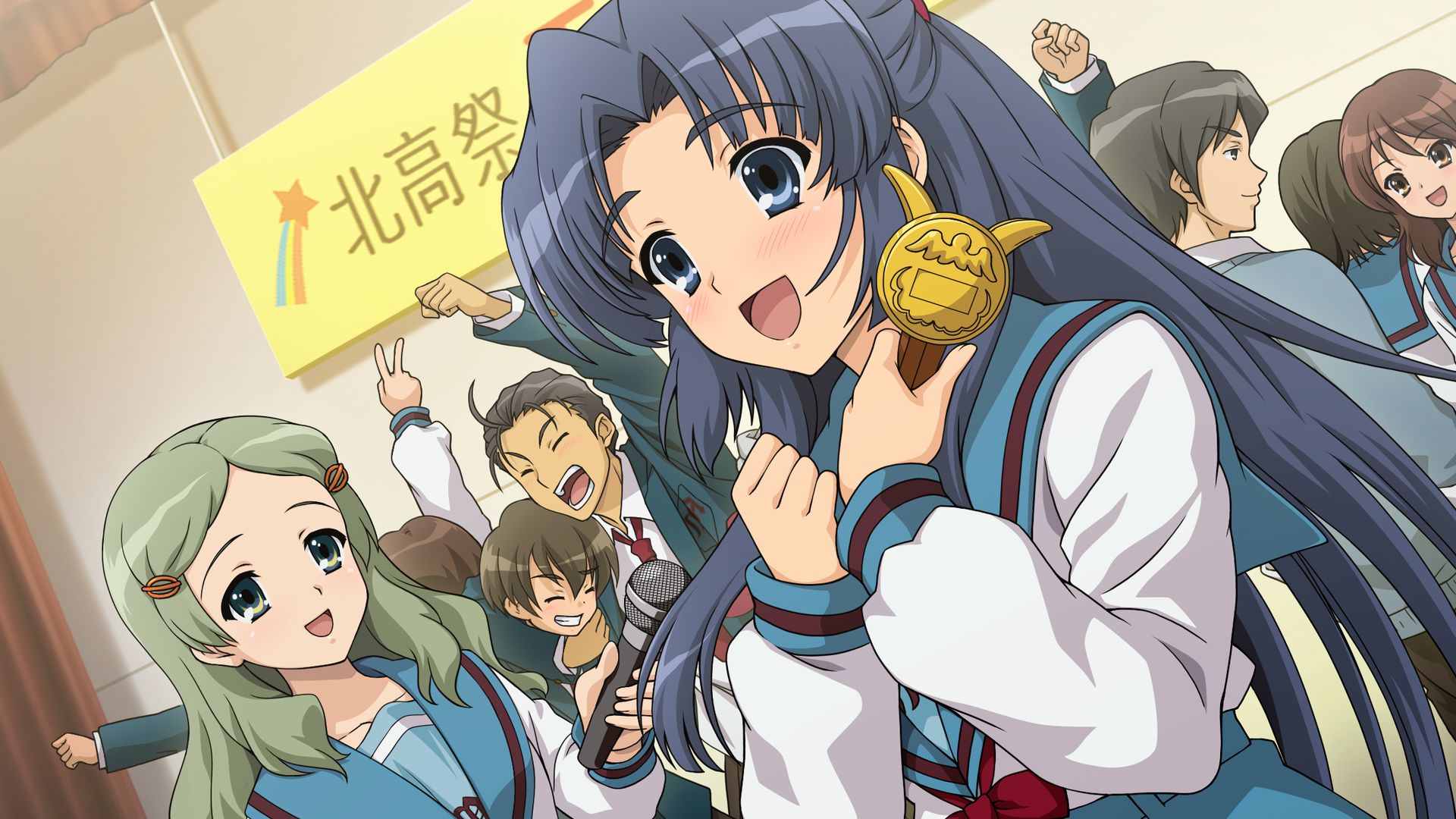 760702 Hintergrundbild herunterladen animes, suzumiya haruhi no yūutsu, emiri kimidori, kunikida (haruhi), ryōko asakura, suzumiya haruhi no yuuutsu, taniguchi (haruhi) - Bildschirmschoner und Bilder kostenlos