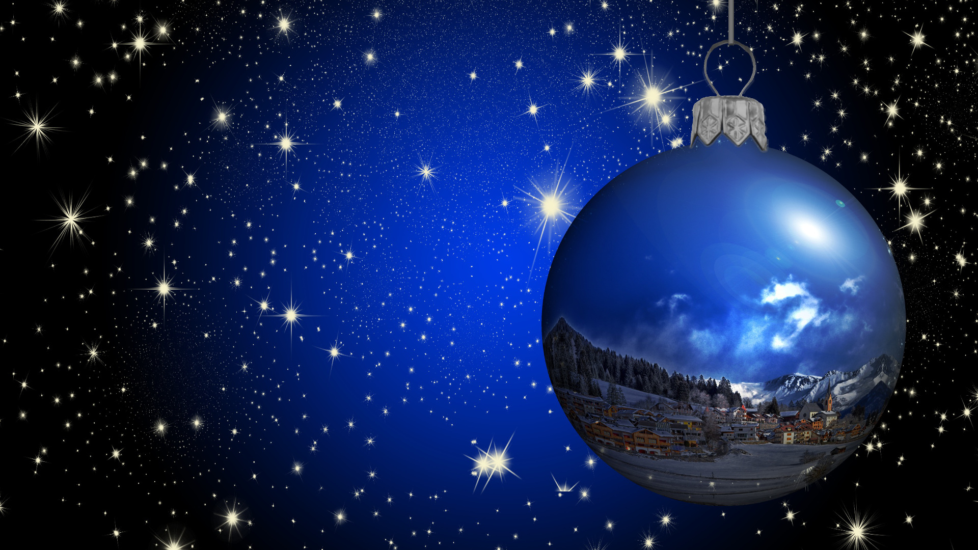 Download mobile wallpaper Winter, Snow, Christmas, Holiday, Snowflake, Town, Snowfall, Christmas Ornaments for free.