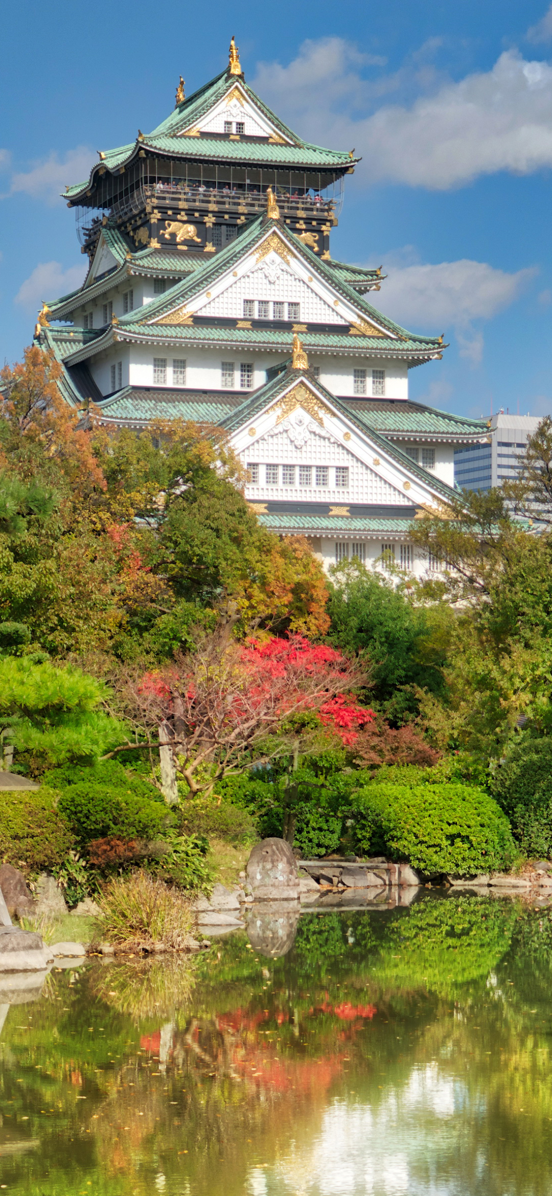 Скачать картинку Замки, Замок, Парк, Япония, Осака, Сделано Человеком, Осакский Замок в телефон бесплатно.
