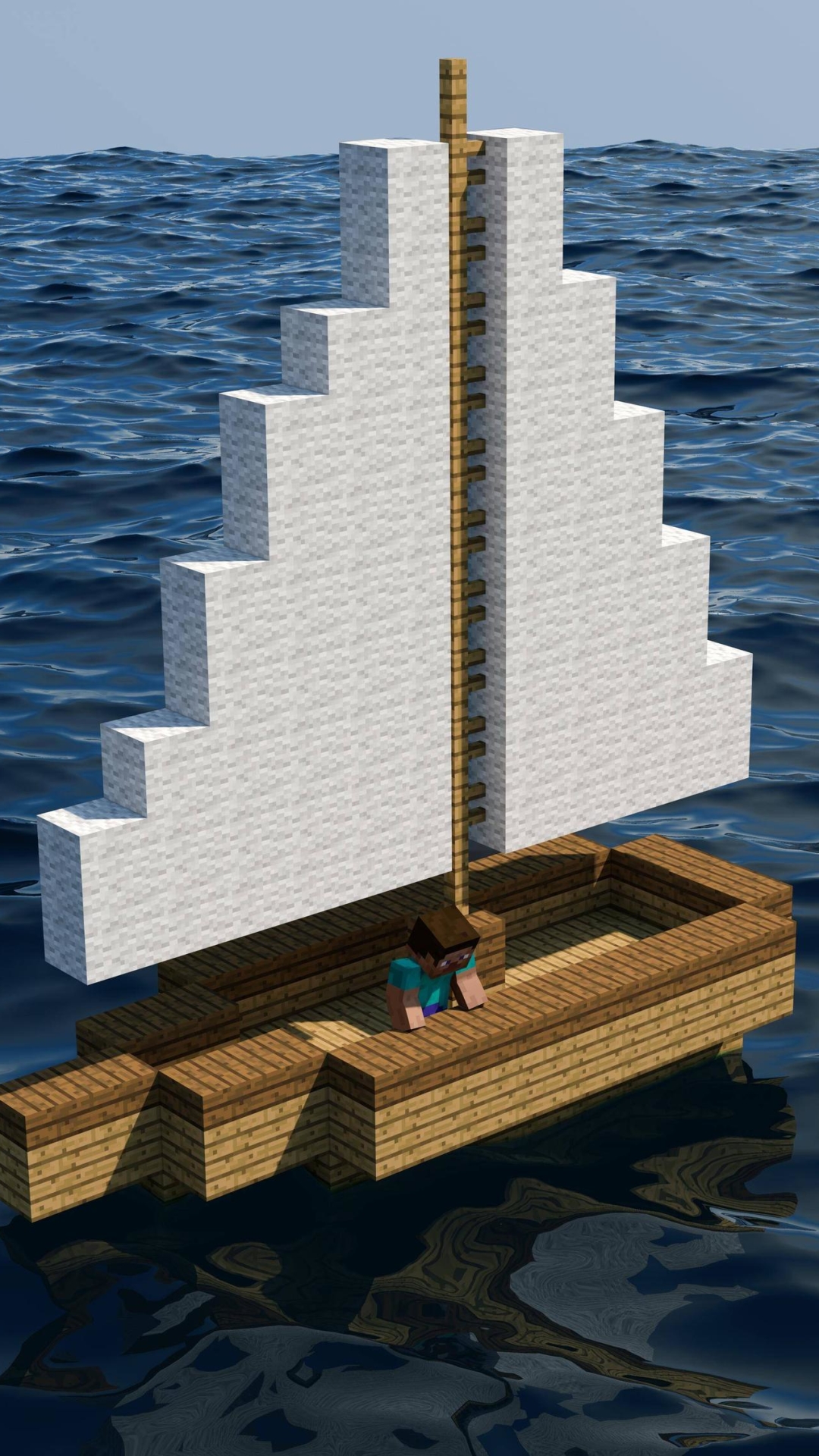 Download mobile wallpaper Minecraft, Ocean, Boat, Video Game, Mojang for free.