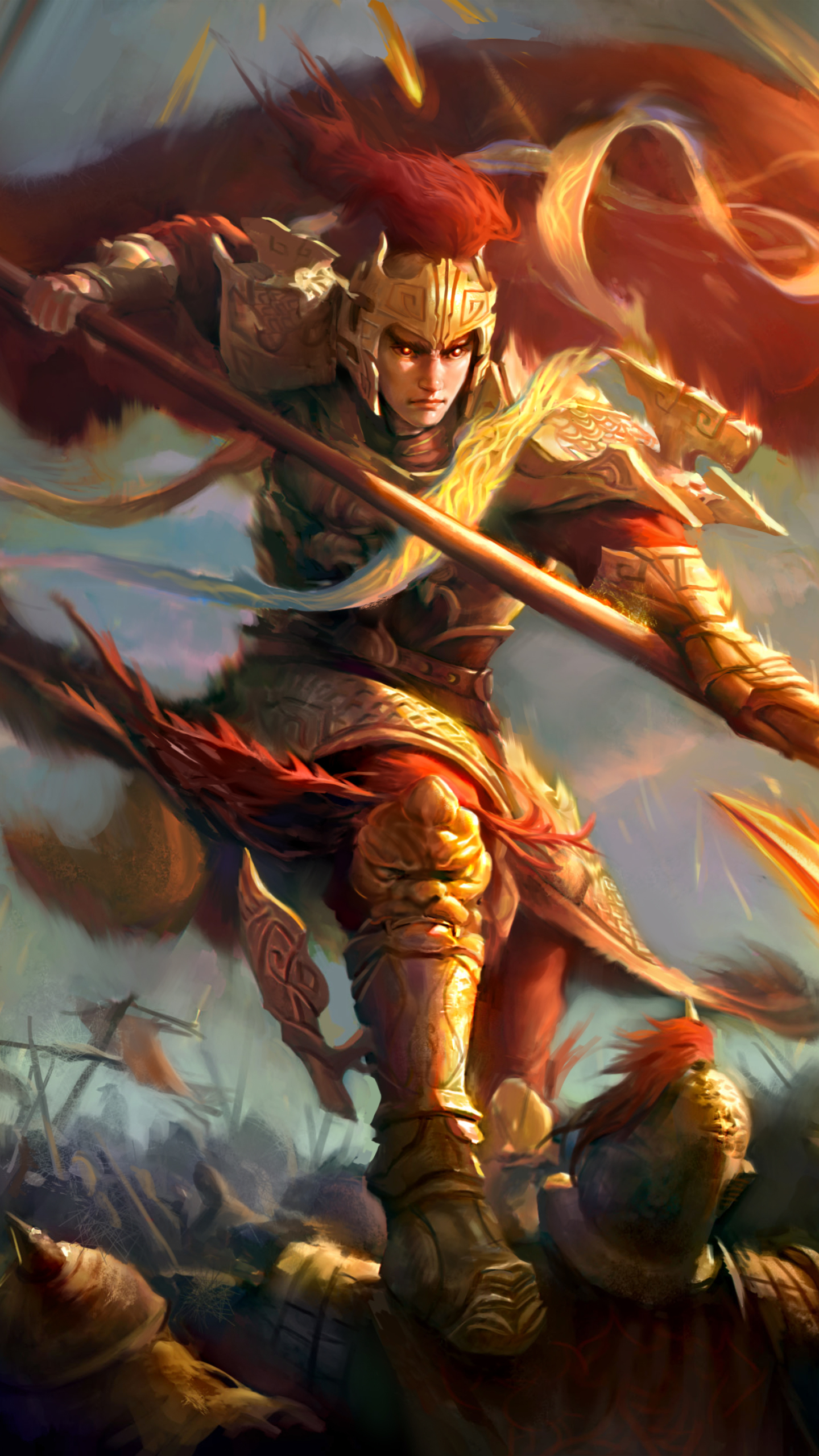 Download mobile wallpaper Fantasy, Weapon, Warrior, Battle, Oriental, Armor for free.