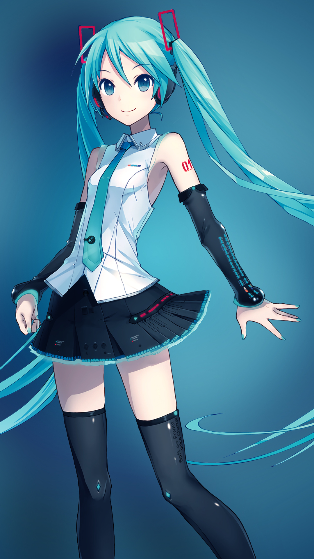 Download mobile wallpaper Anime, Vocaloid, Skirt, Tie, Hatsune Miku, Aqua Hair, Twintails for free.