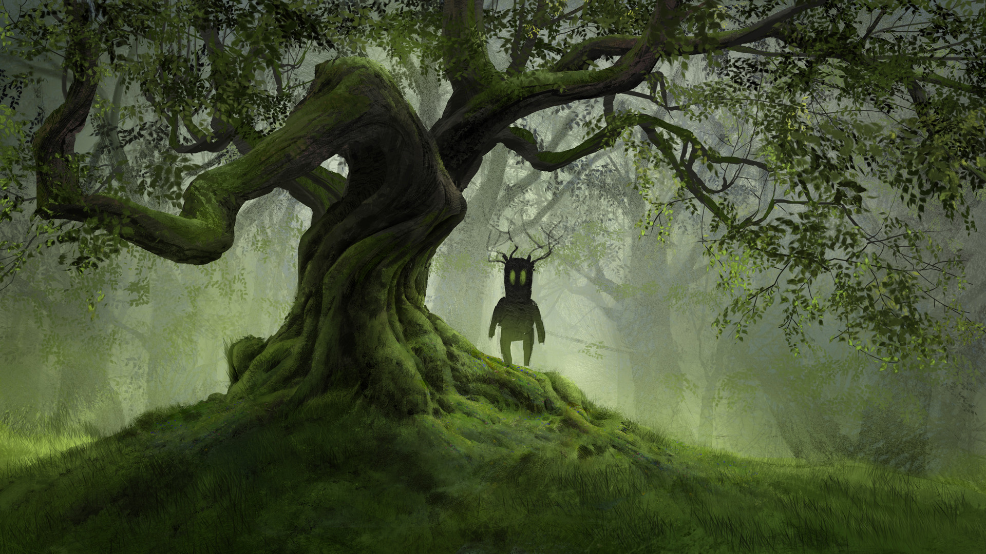 Free download wallpaper Nature, Fantasy, Tree, Creature on your PC desktop