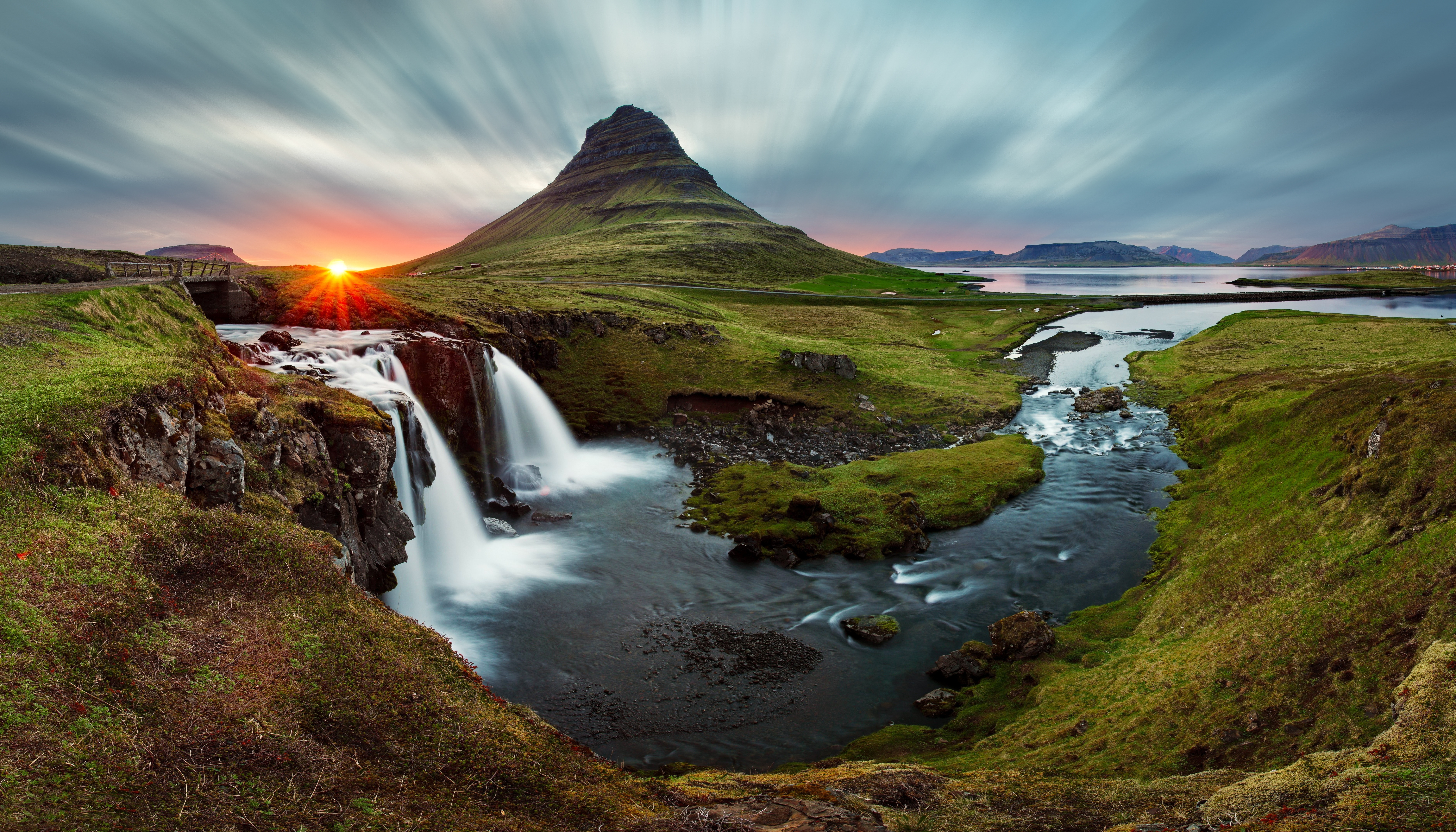 Laden Sie das Natur, Wasserfall, Fluss, Panorama, Island, Erde/natur, Kirkjufoss, Kirkjufell-Bild kostenlos auf Ihren PC-Desktop herunter