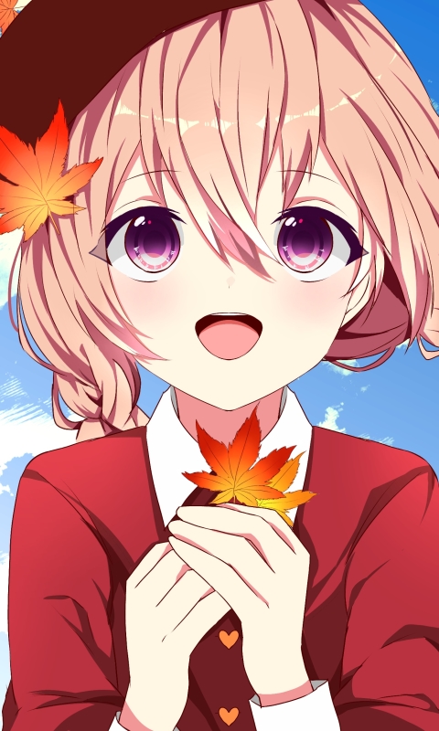 Download mobile wallpaper Anime, Leaf, Original, Purple Eyes for free.