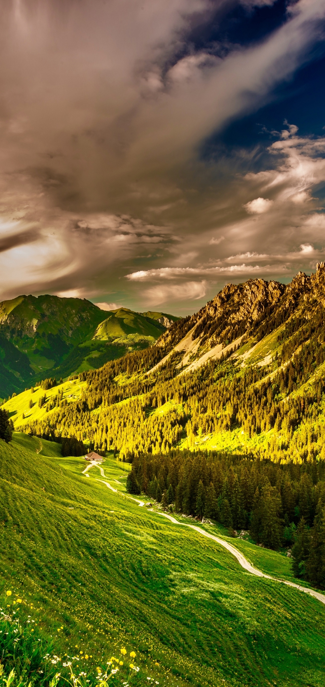 Скачать картинку Пейзаж, Природа, Гора, Дорога, Долина, Дорожка, Земля/природа в телефон бесплатно.