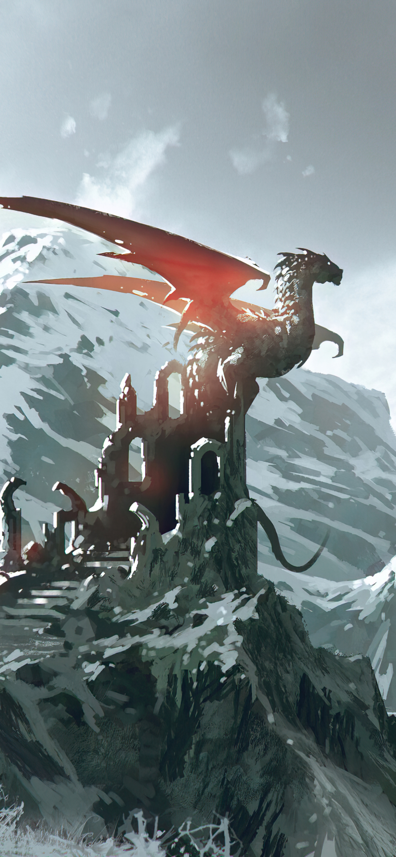 Download mobile wallpaper Fantasy, Dragon, Ruin for free.