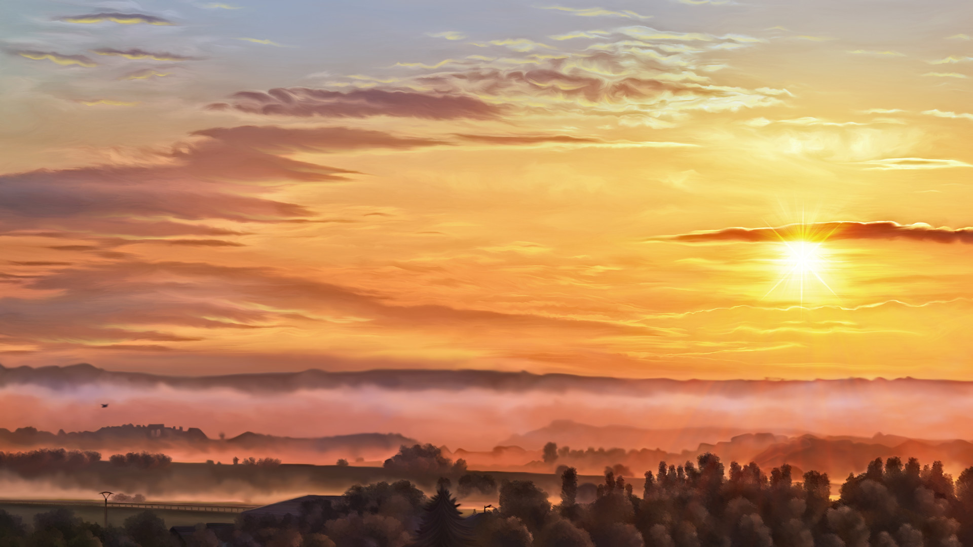 Descarga gratuita de fondo de pantalla para móvil de Paisaje, Artístico, Nube, Atardecer.