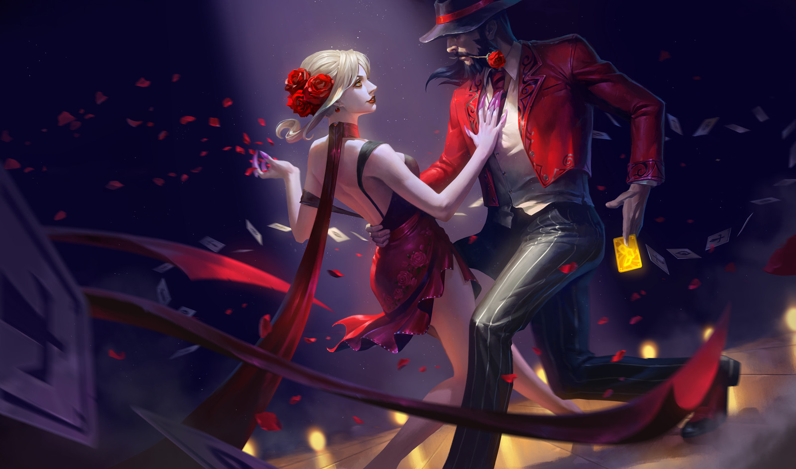 Free download wallpaper League Of Legends, Card, Video Game, Dancing, Evelynn (League Of Legends), Twisted Fate (League Of Legends) on your PC desktop