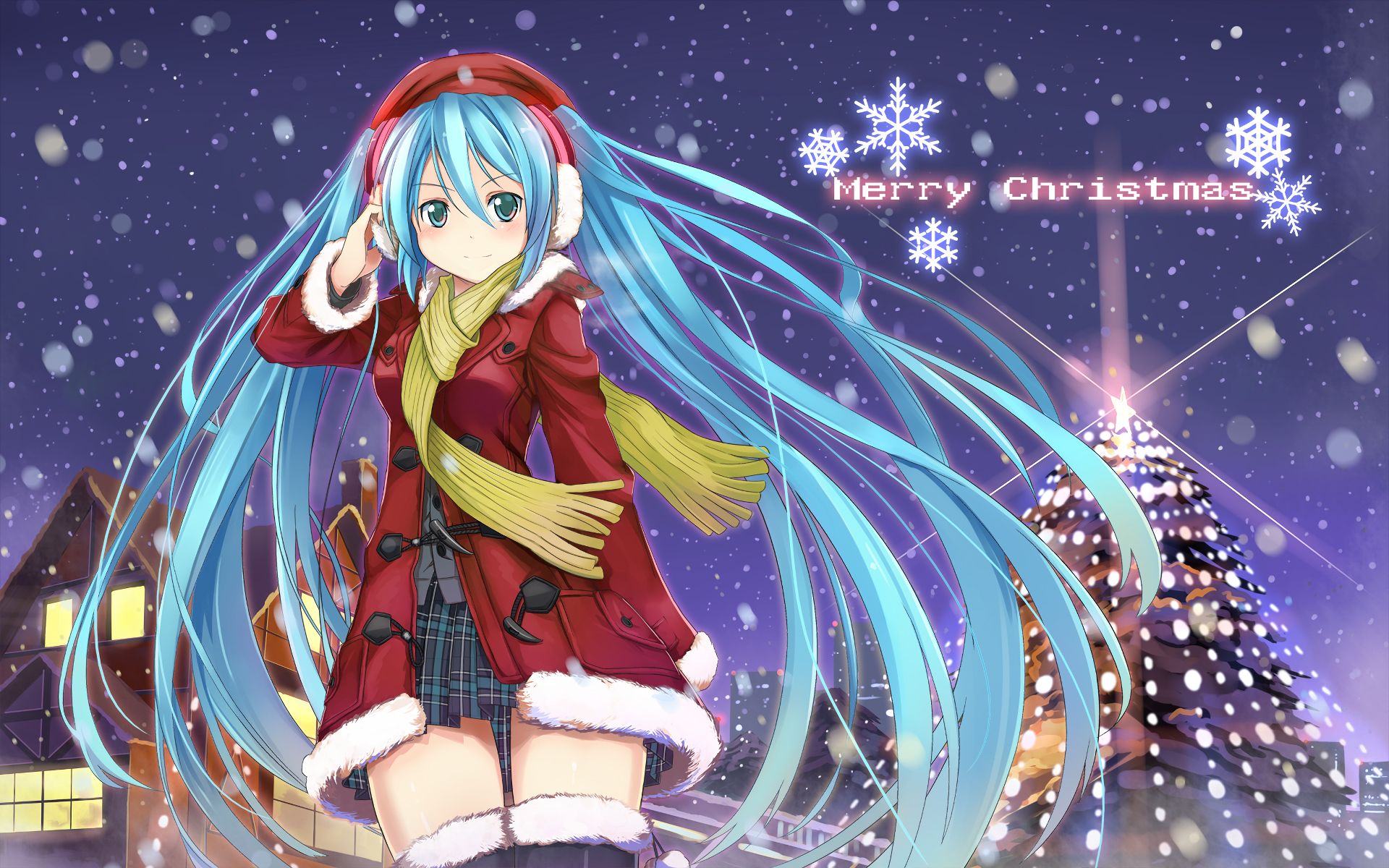 Handy-Wallpaper Weihnachten, Vocaloid, Hatsune Miku, Animes, Frohe Weihnachten kostenlos herunterladen.