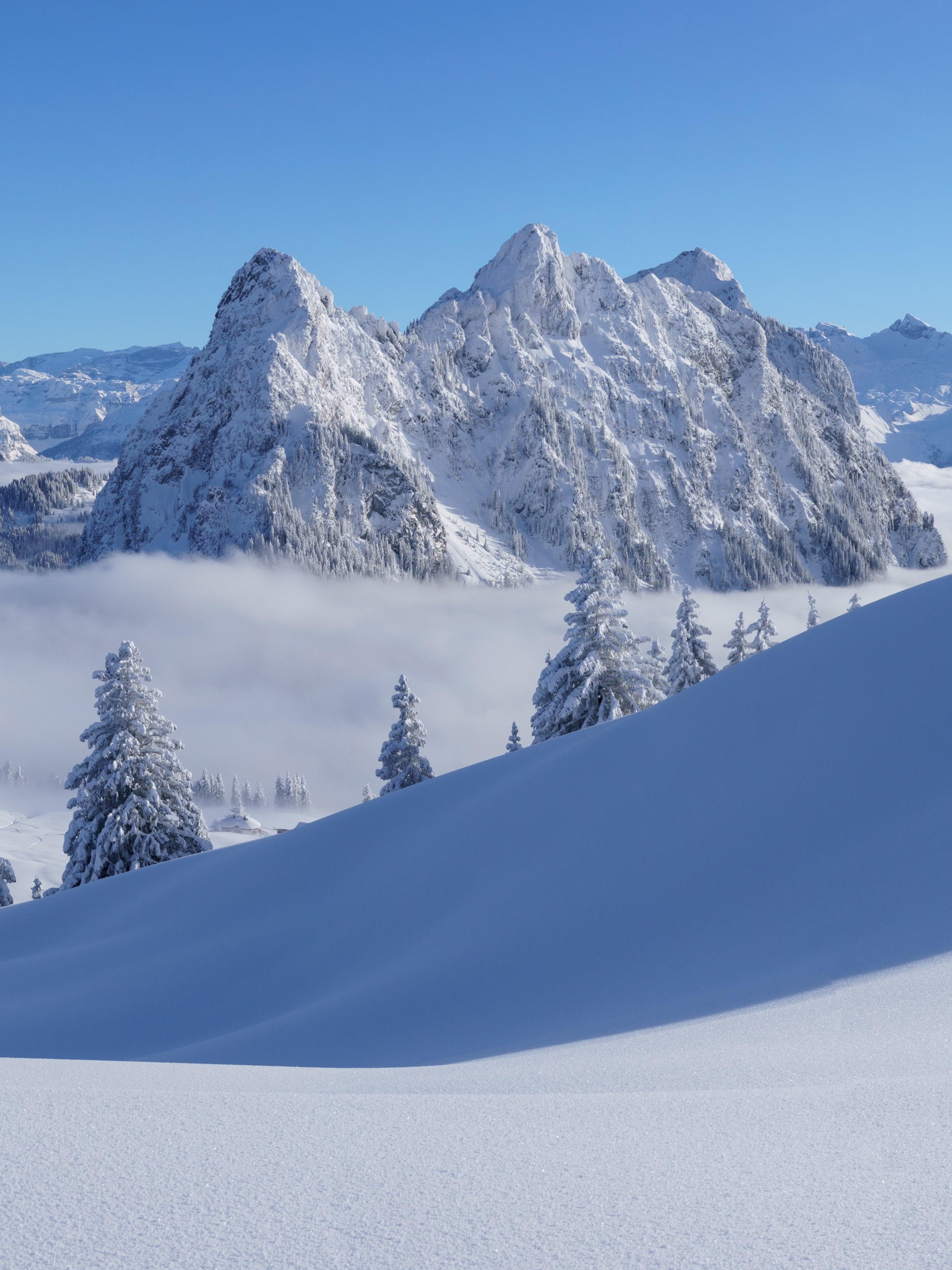 Скачать обои бесплатно Зима, Природа, Горы, Снег, Гора, Альпы, Швейцария, Земля/природа картинка на рабочий стол ПК
