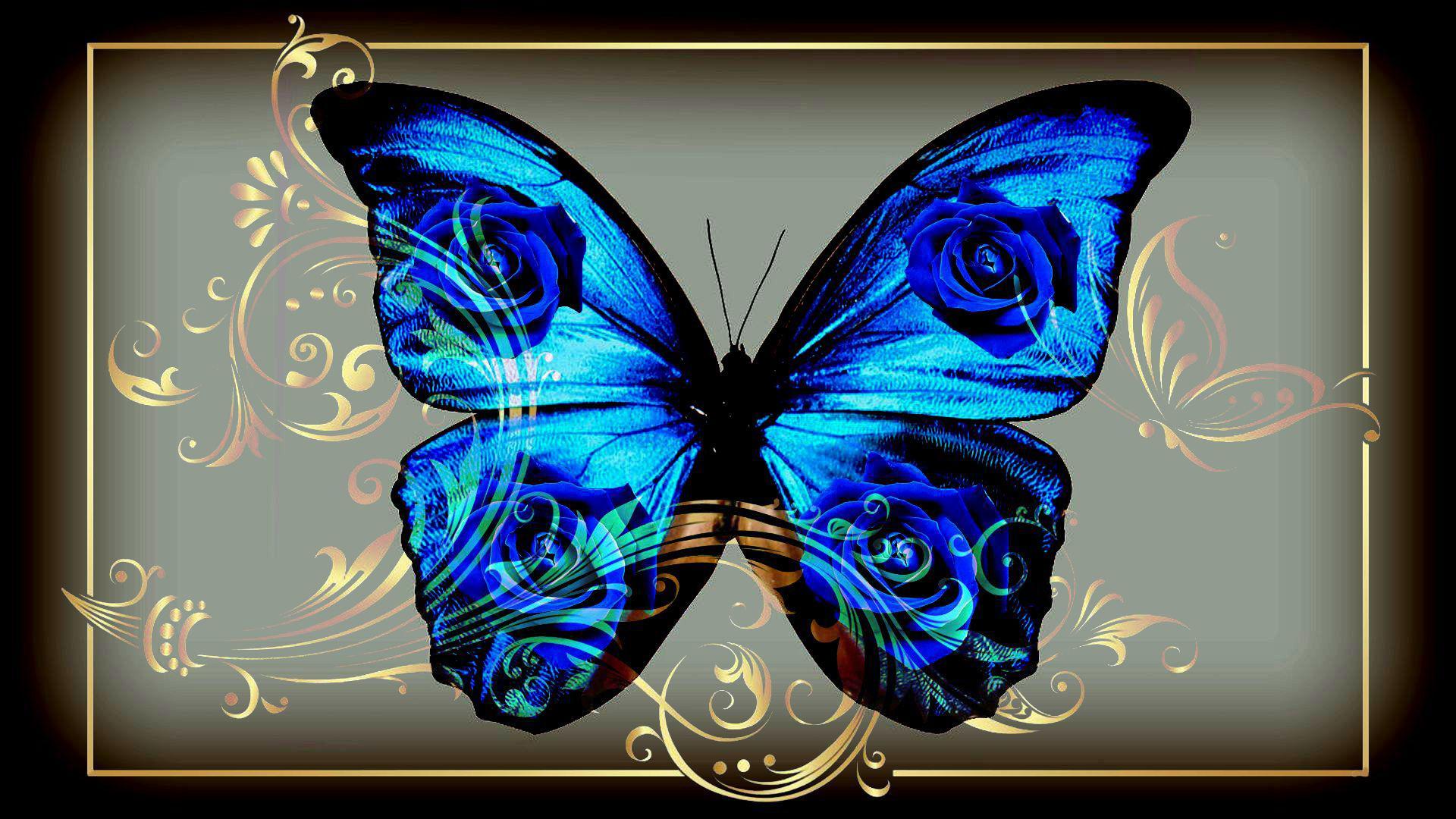 Завантажити шпалери безкоштовно Синій, Метелик, Дизайн, Художній картинка на робочий стіл ПК