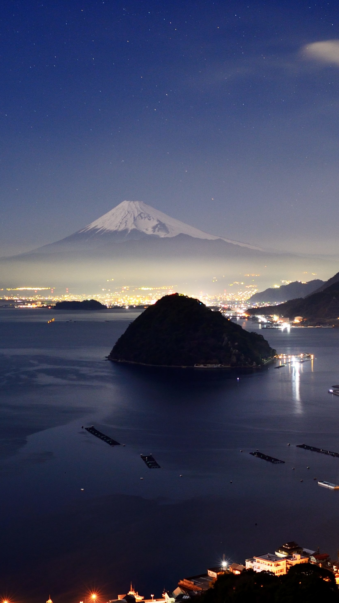 Descarga gratuita de fondo de pantalla para móvil de Noche, Japón, Volcán, Monte Fuji, Volcanes, Tierra/naturaleza.