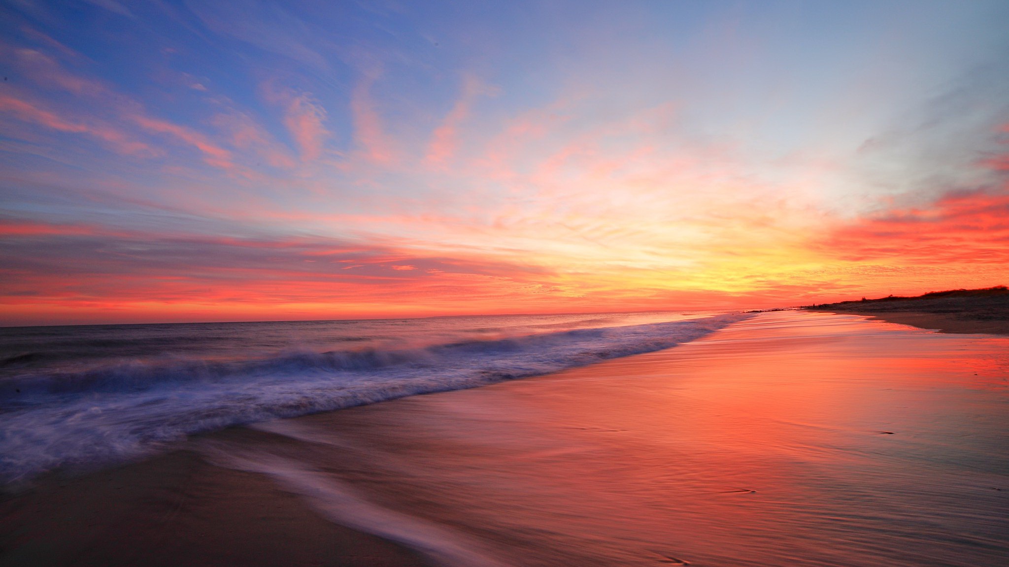 Free download wallpaper Sunset, Beach, Horizon, Earth on your PC desktop