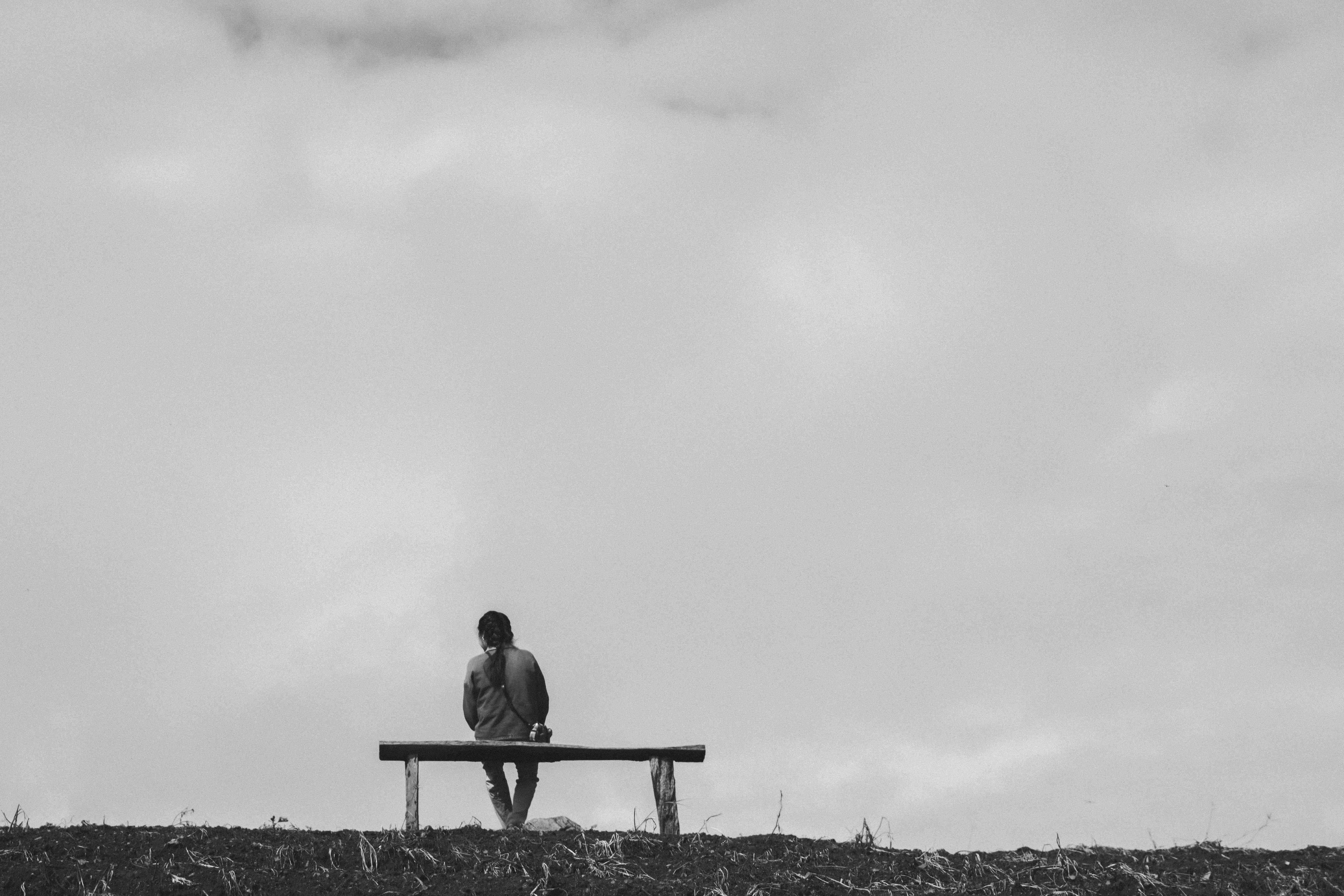 Cool Wallpapers miscellanea, miscellaneous, bw, chb, human, person, loneliness, bench